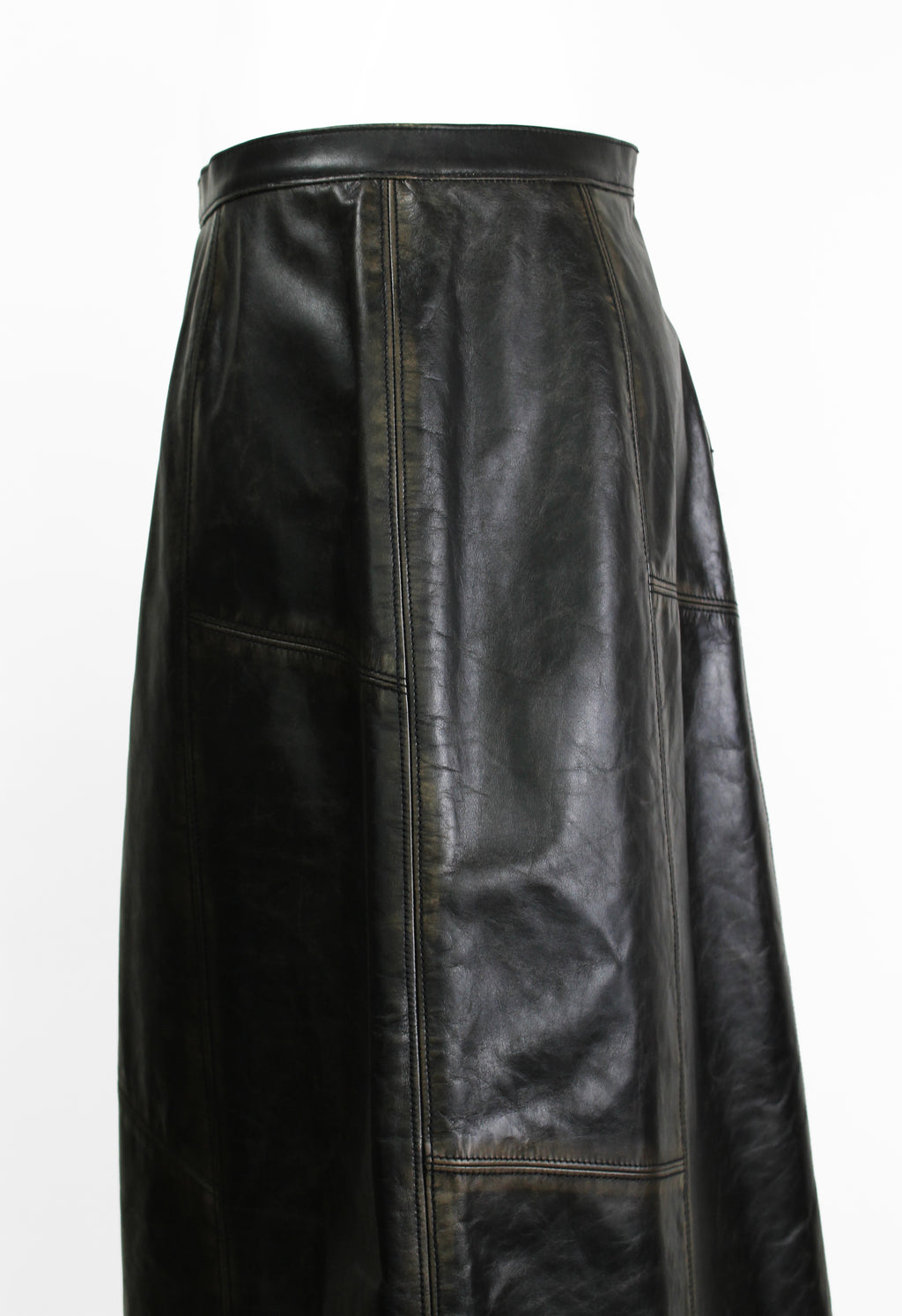 MARNI FW 2020 LEATHER DISTRESSED PANELLED SKIRT