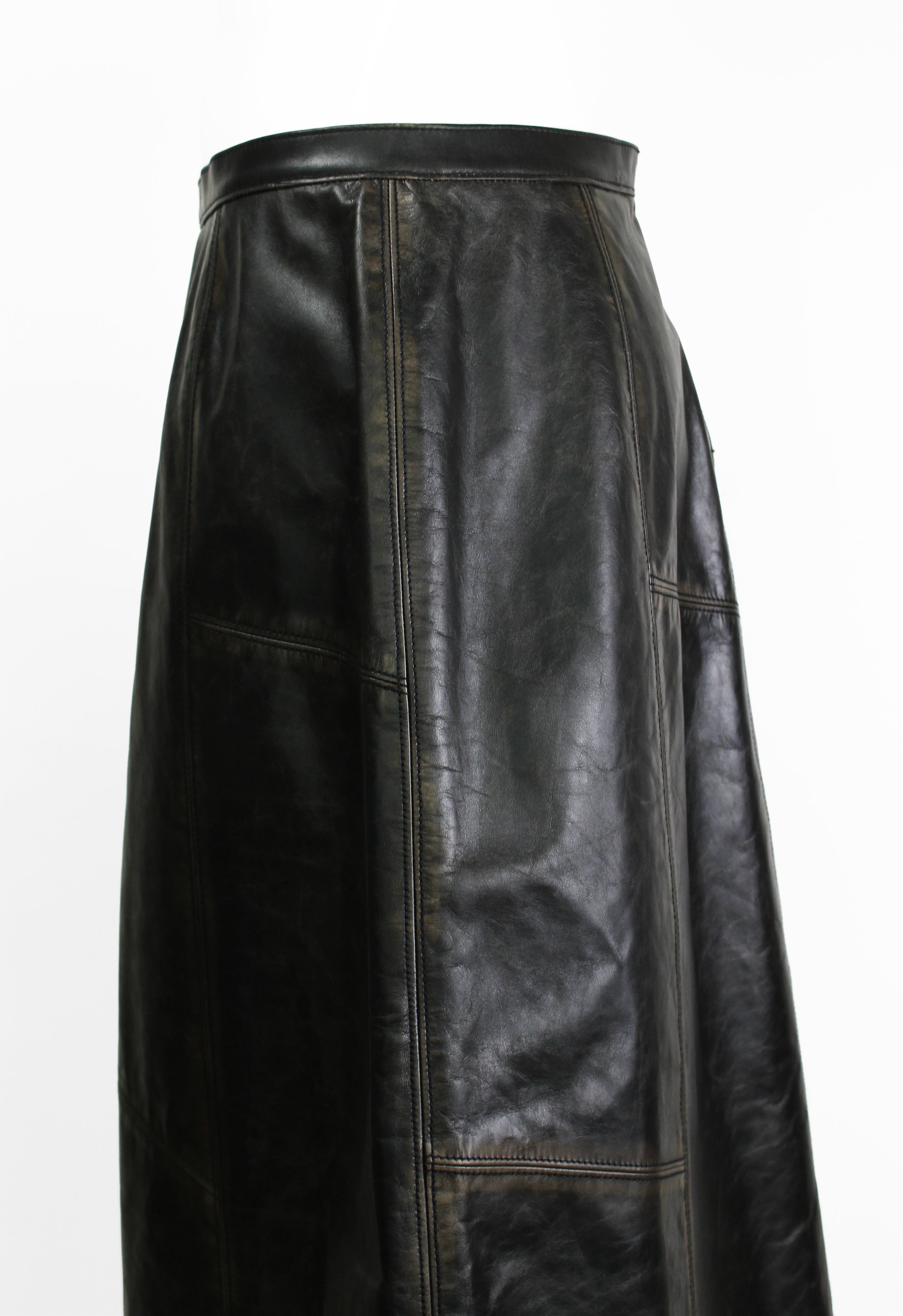 MARNI FW 2020 LEATHER DISTRESSED PANELLED SKIRT