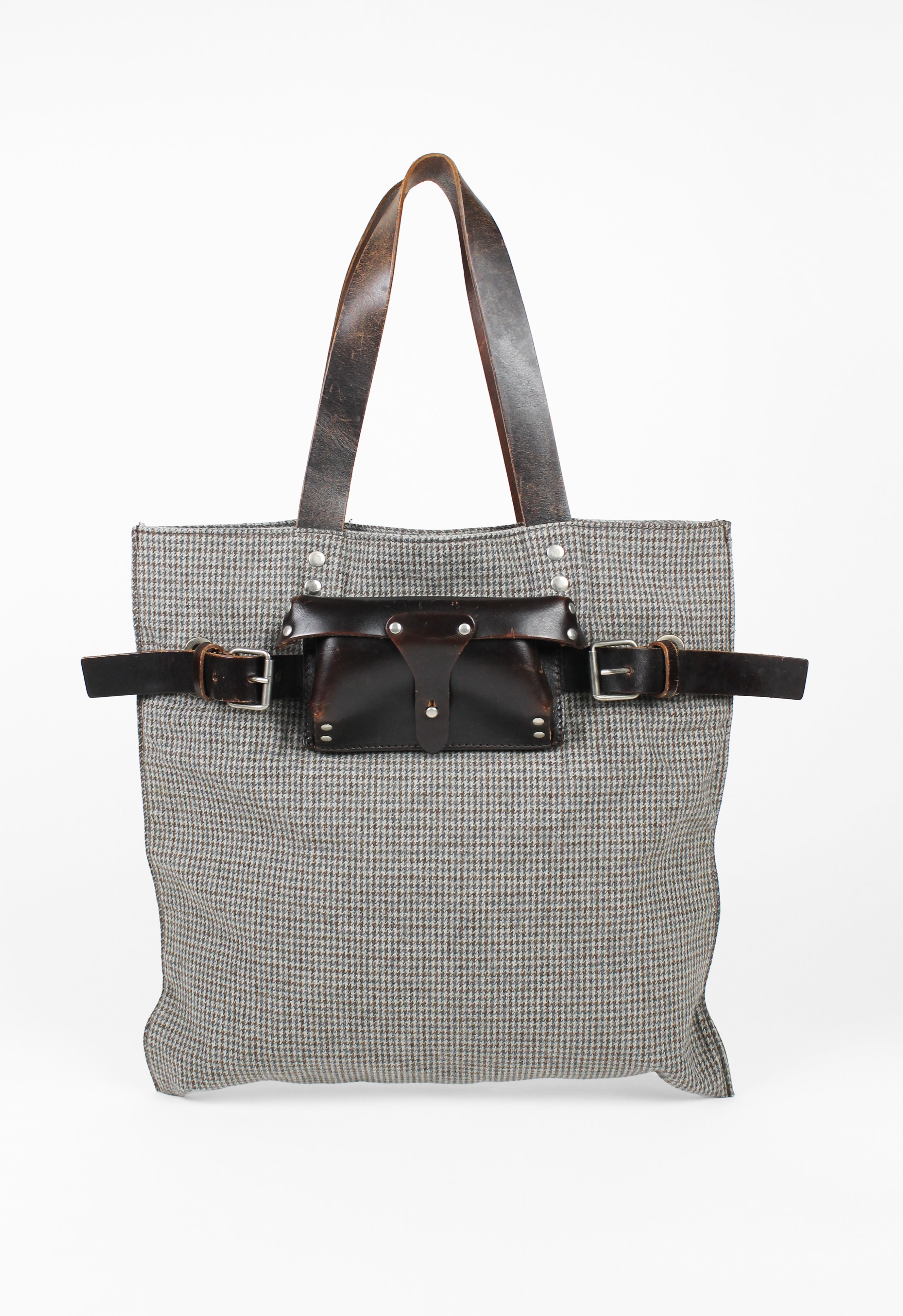 MIU MIU BELTED LEATHER SUNGLASSES CASE TOTE BAG