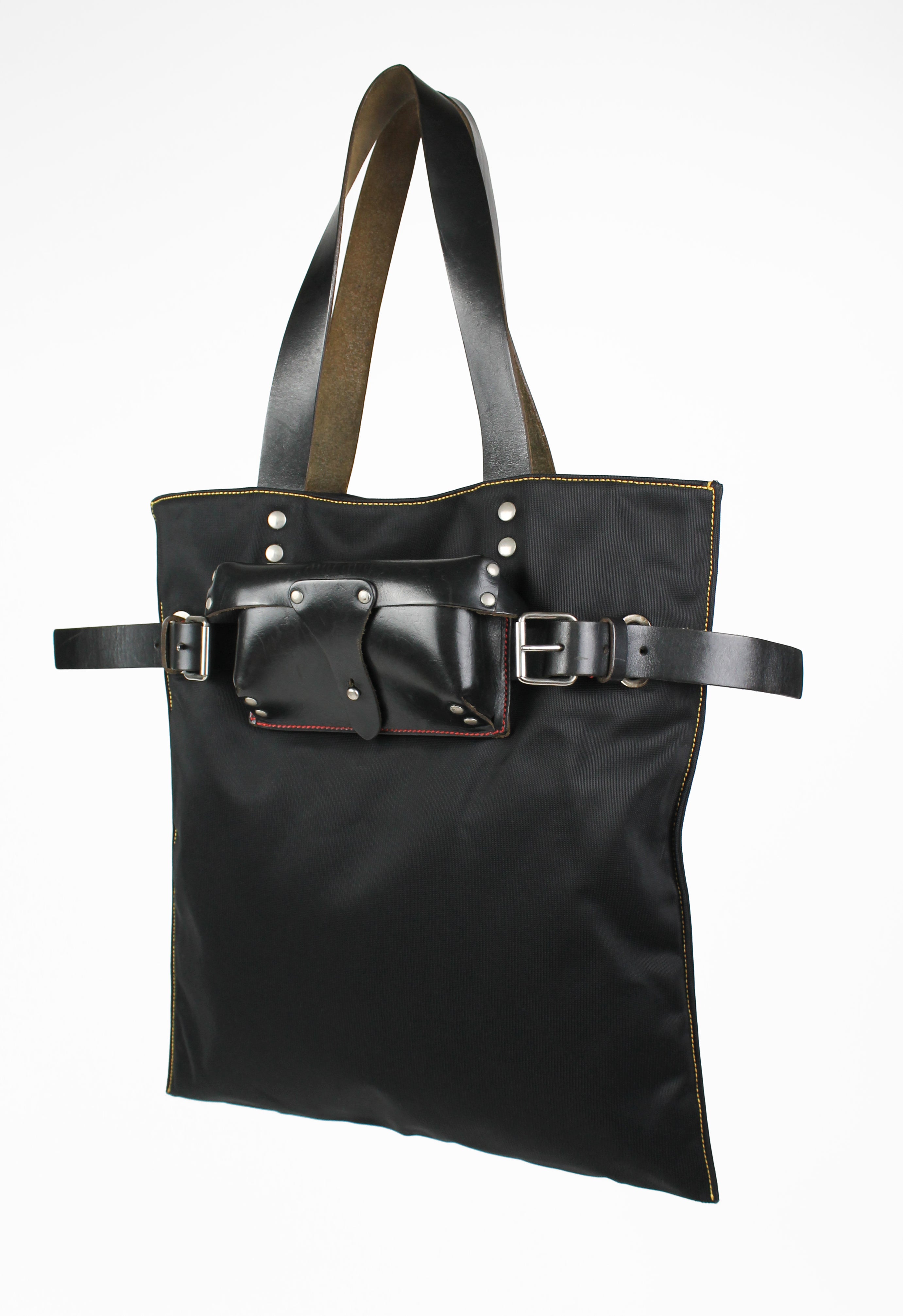 MIU MIU BELTED LEATHER SUNGLASSES CASE TOTE BAG