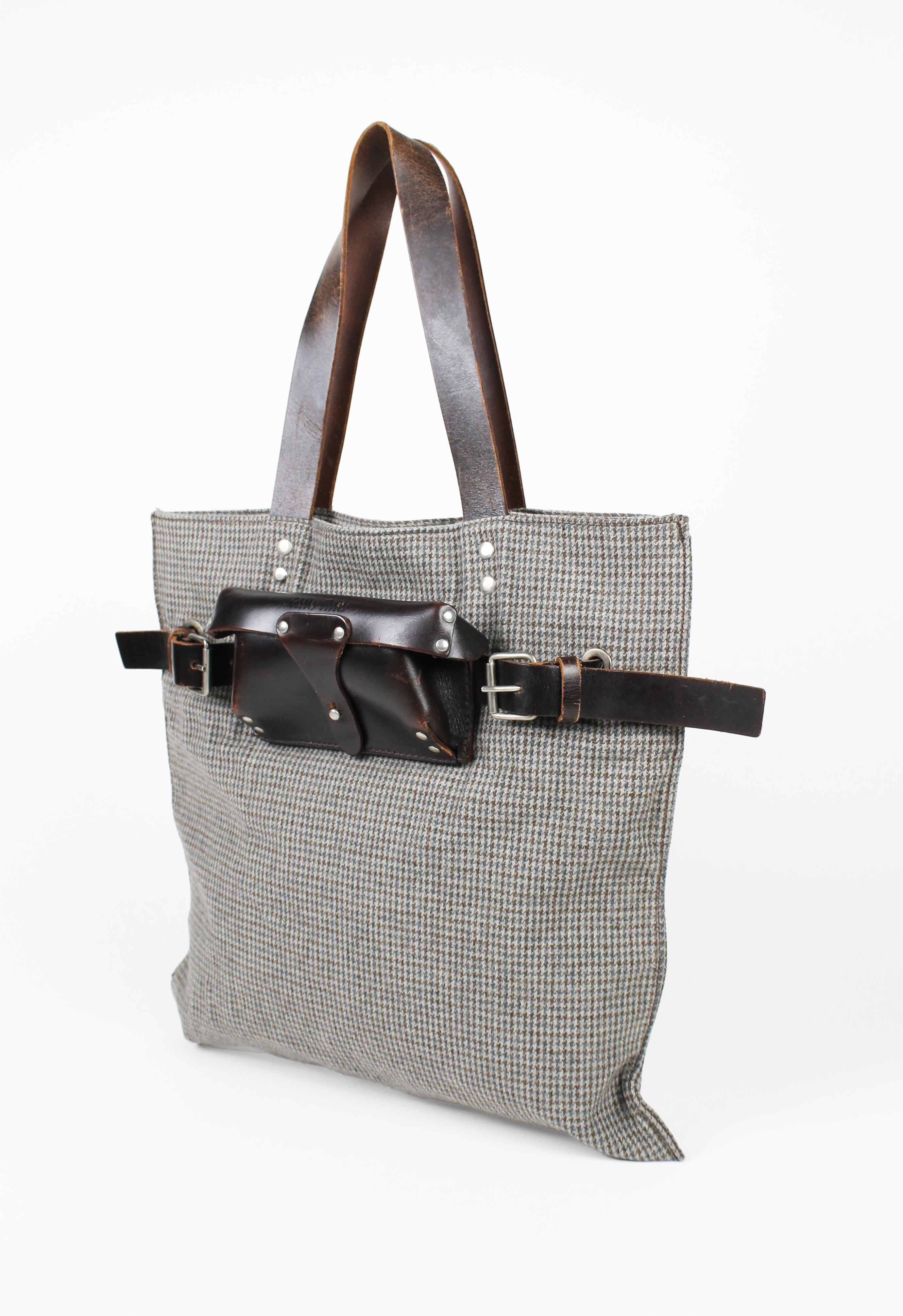 MIU MIU BELTED LEATHER SUNGLASSES CASE TOTE BAG