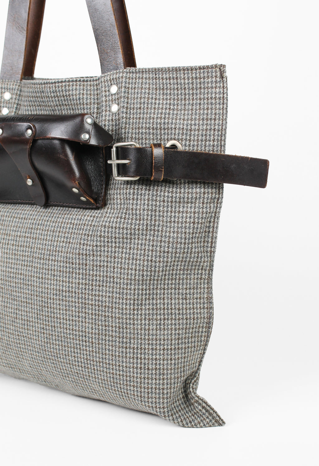 MIU MIU BELTED LEATHER SUNGLASSES CASE TOTE BAG