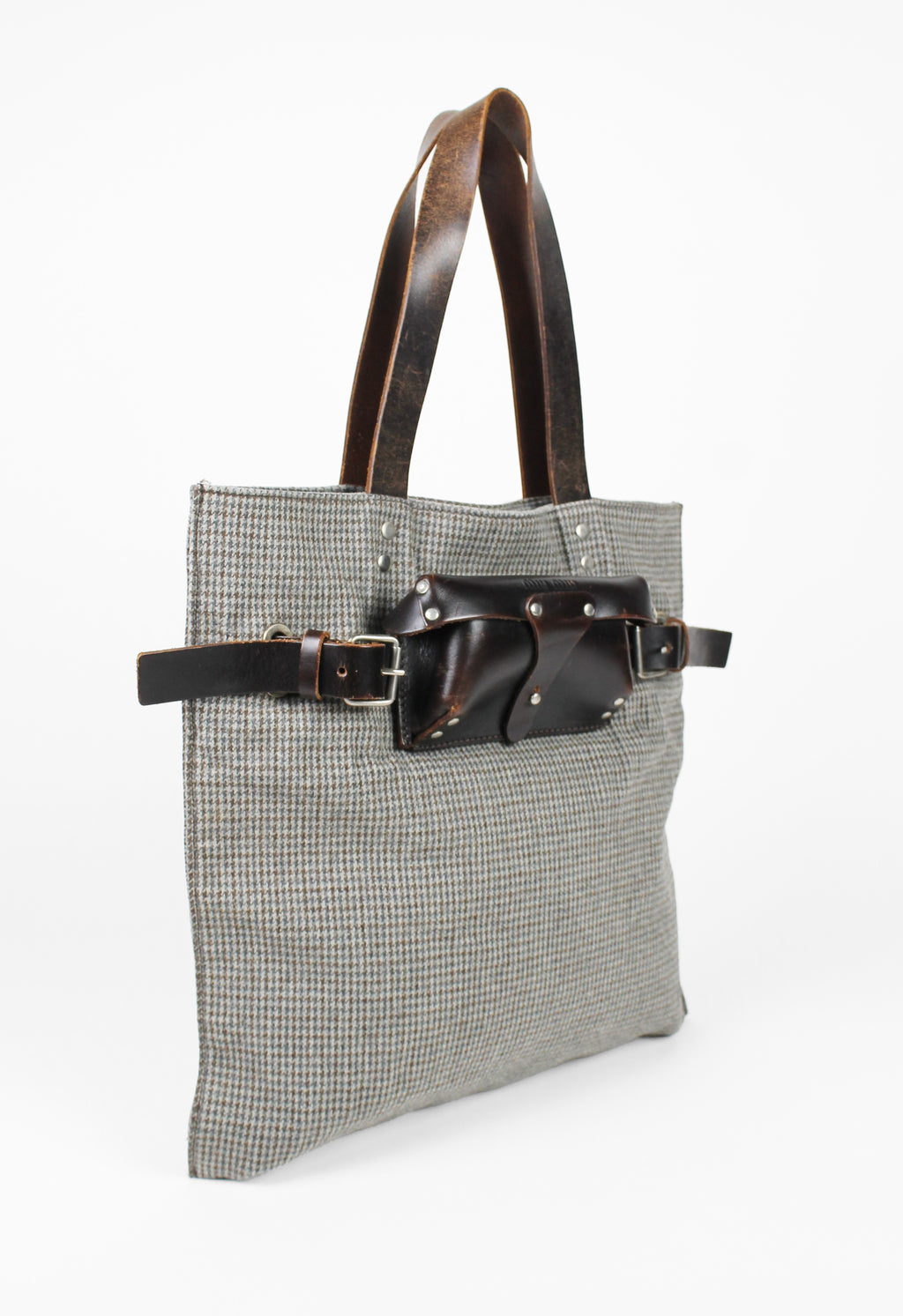 MIU MIU BELTED LEATHER SUNGLASSES CASE TOTE BAG