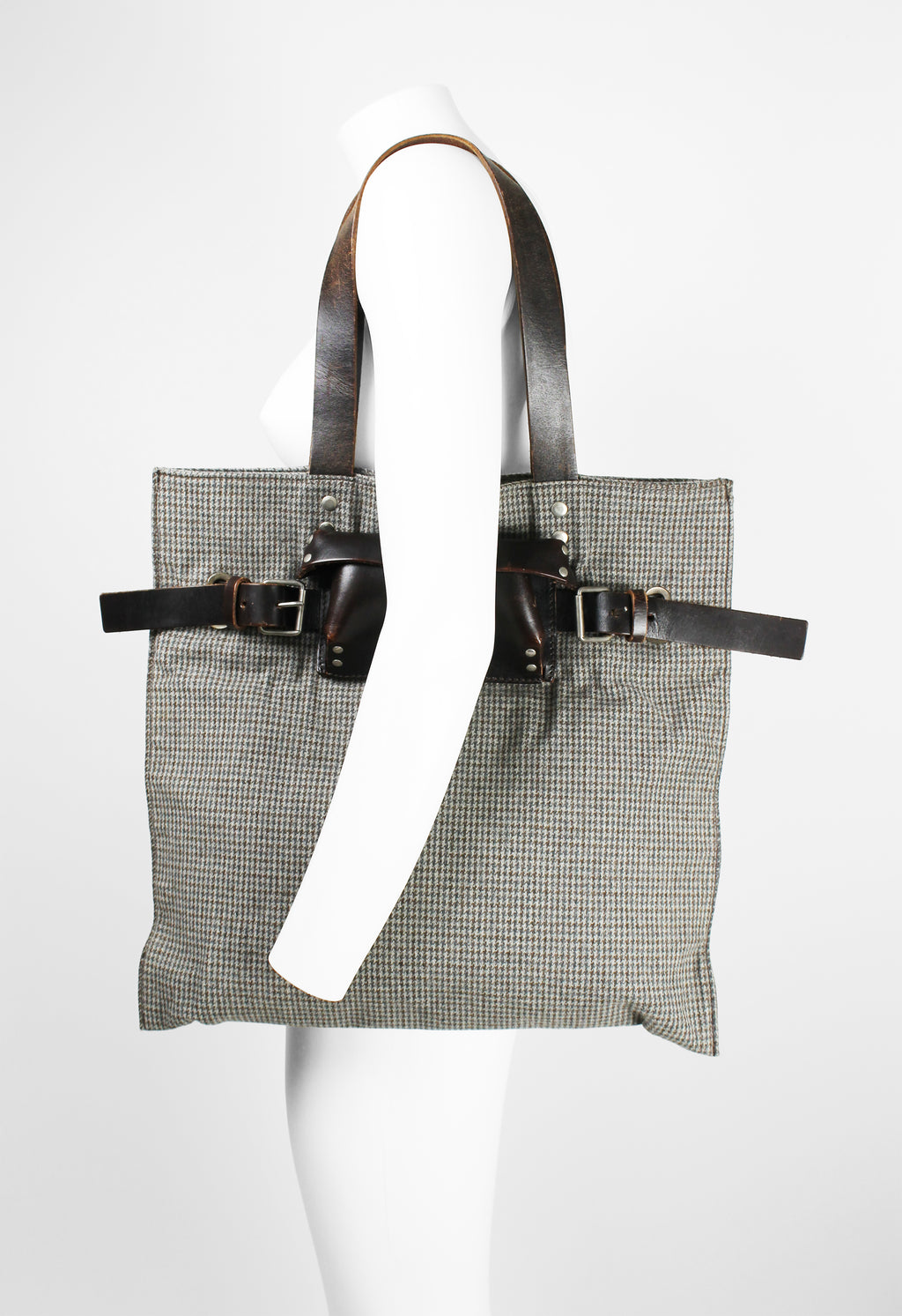 MIU MIU BELTED LEATHER SUNGLASSES CASE TOTE BAG