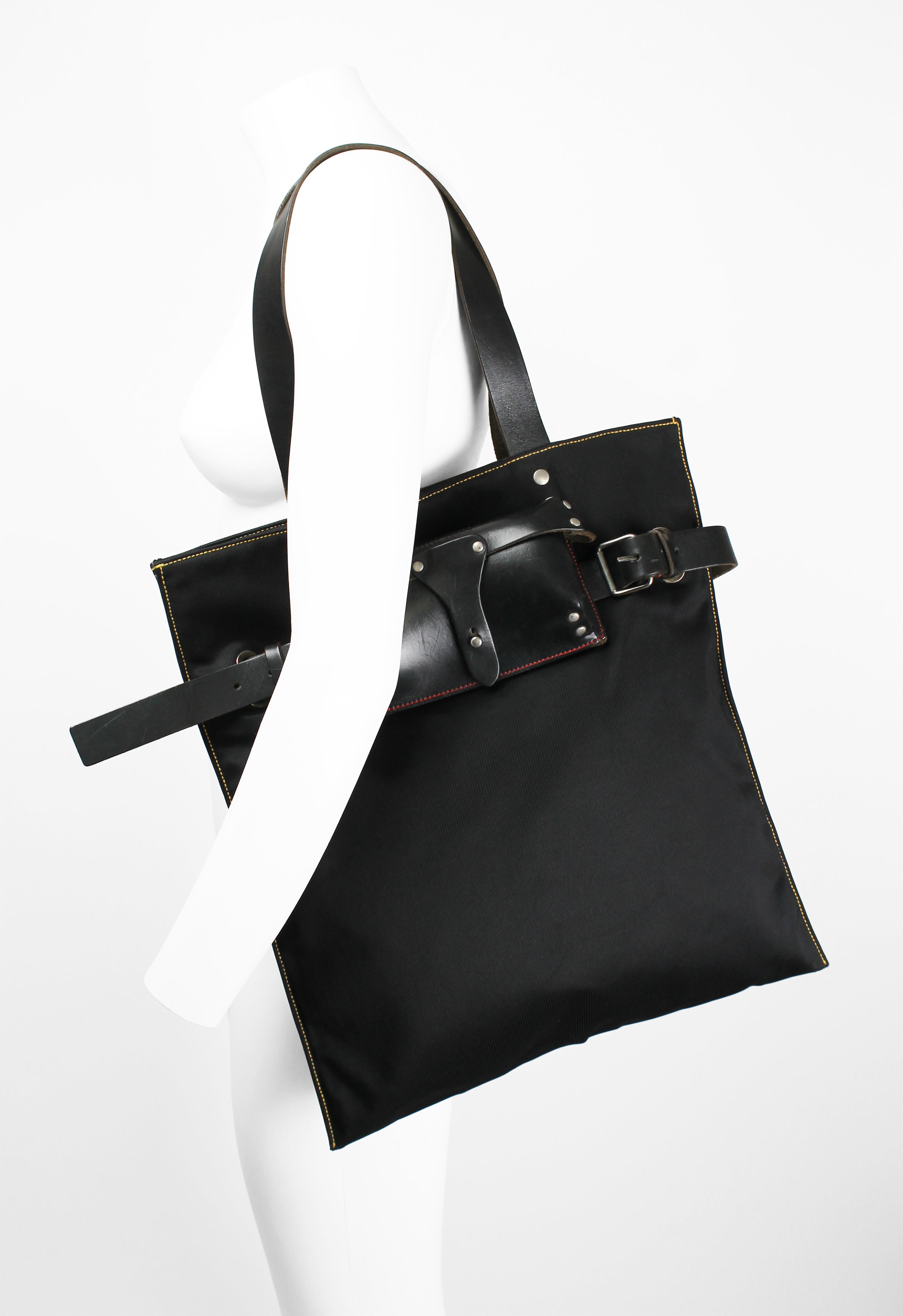 MIU MIU BELTED LEATHER SUNGLASSES CASE TOTE BAG
