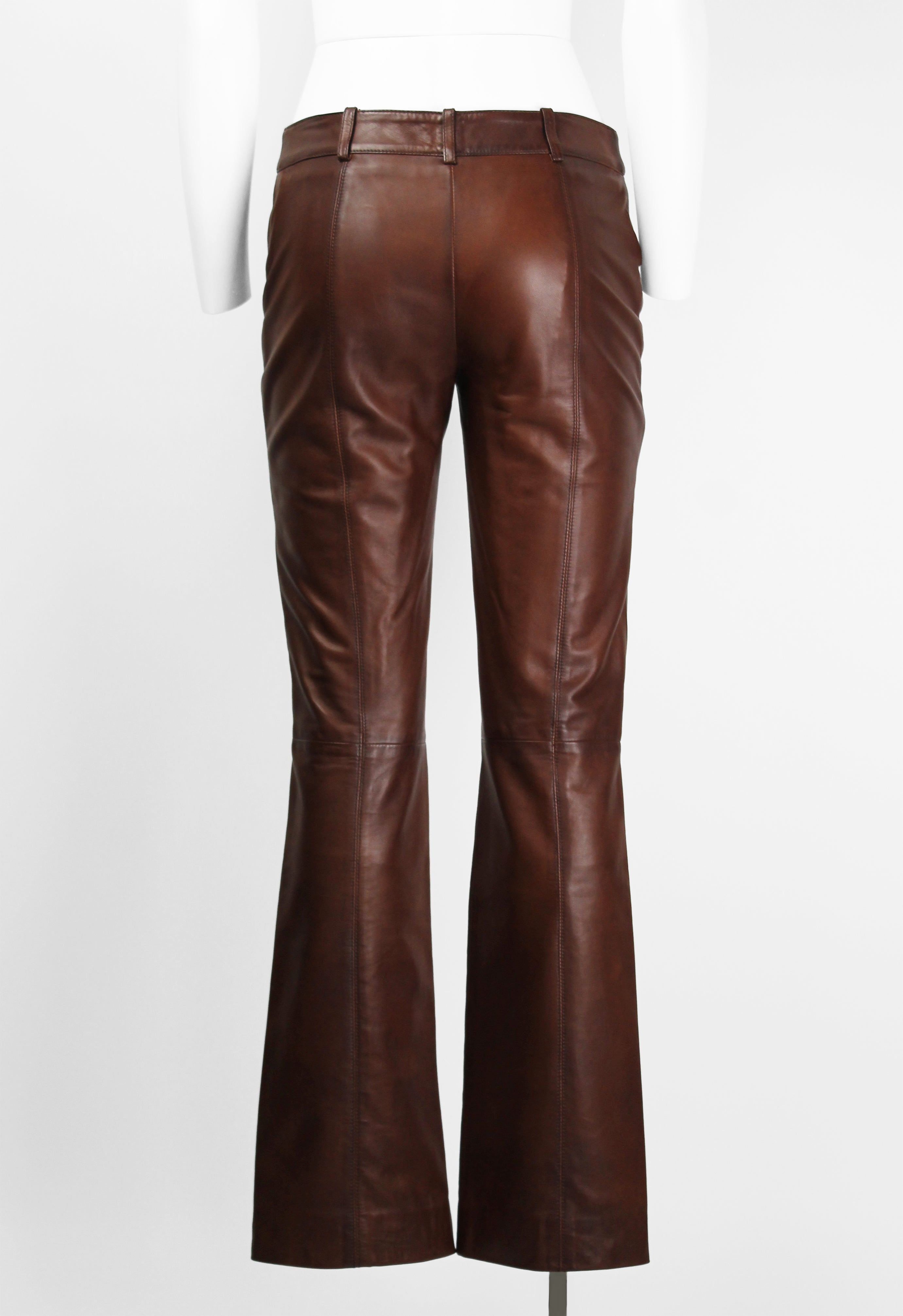 MIU MIU FW 2005 BROWN LEATHER TROUSERS
