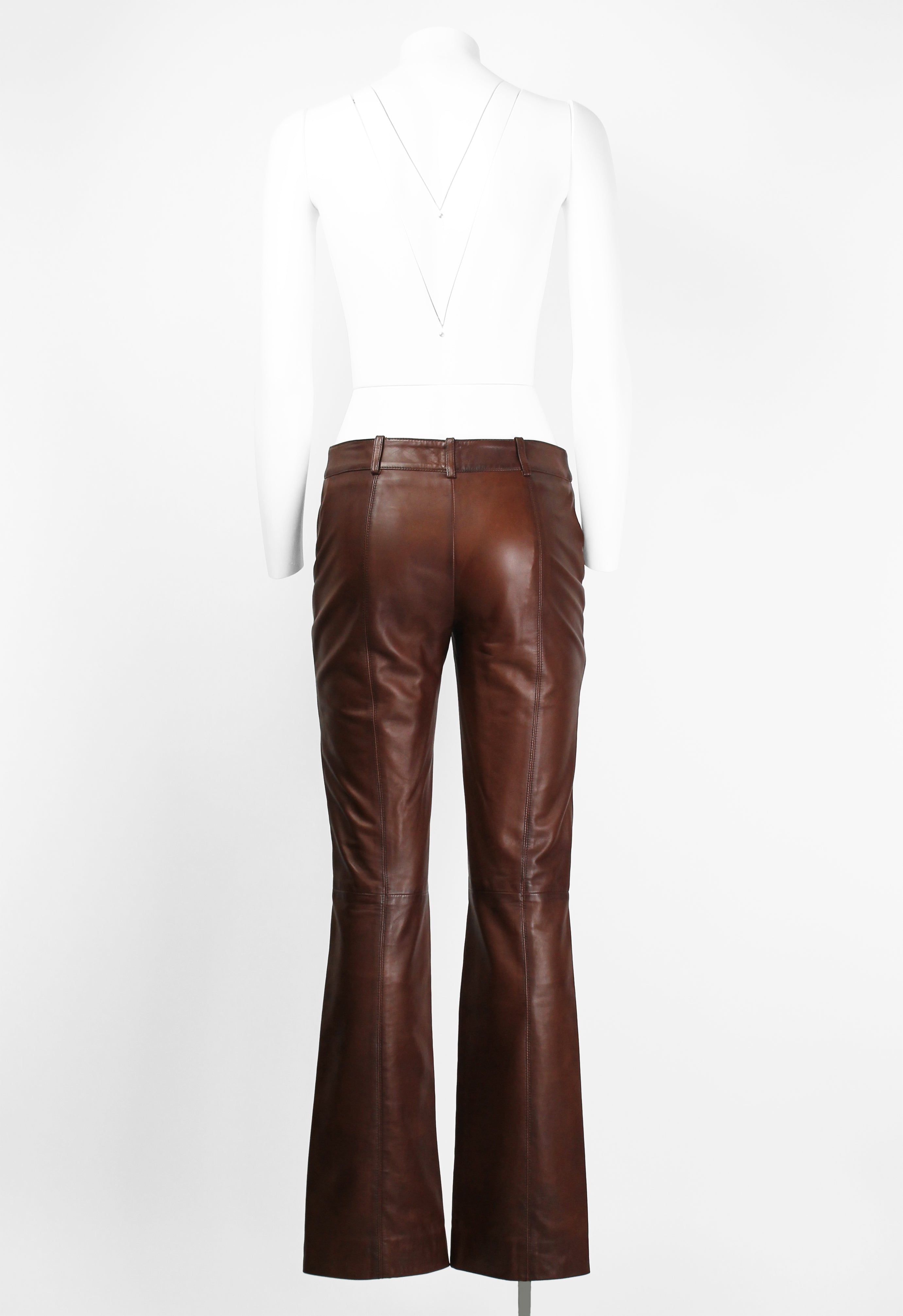 MIU MIU FW 2005 BROWN LEATHER TROUSERS