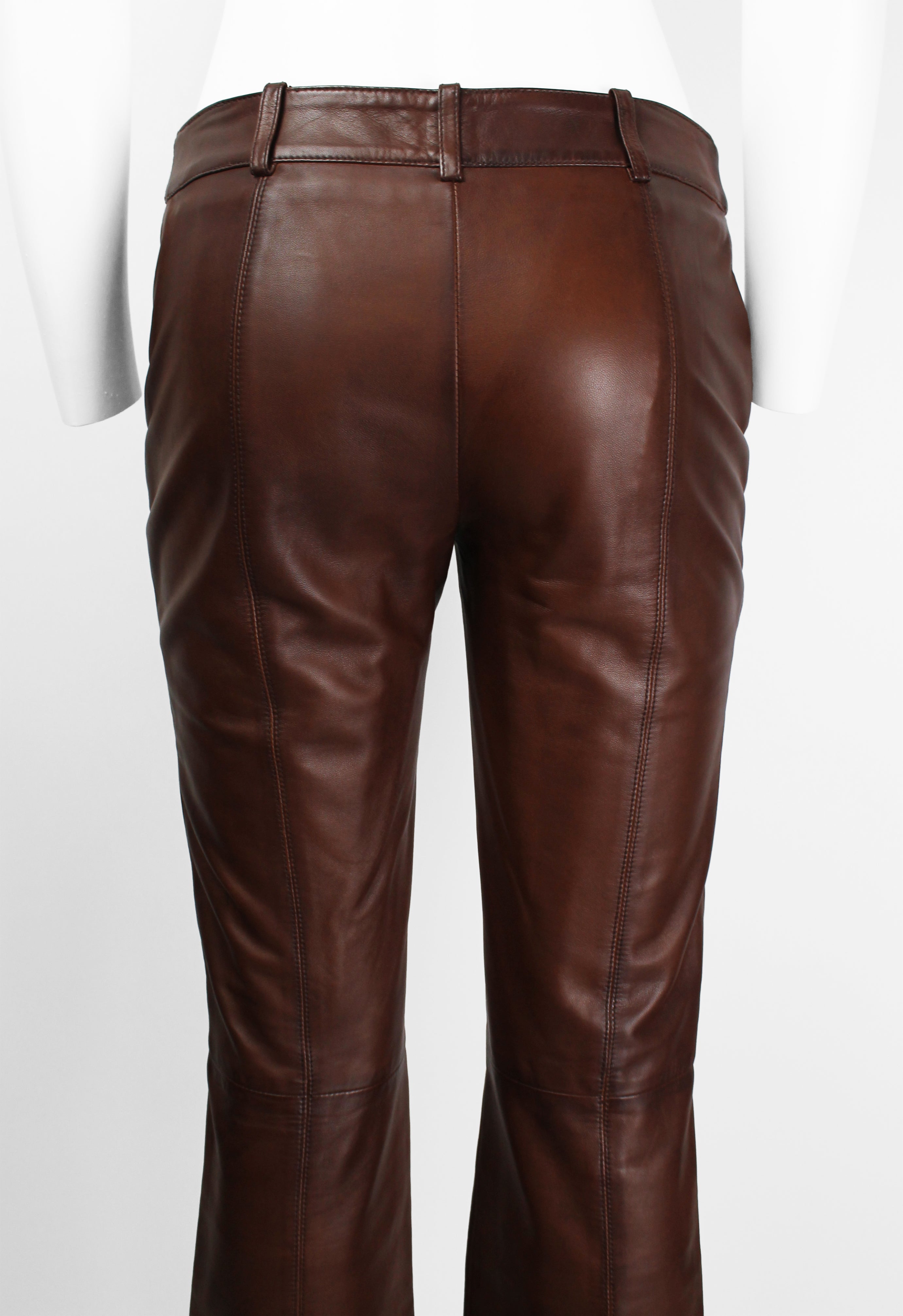 MIU MIU FW 2005 BROWN LEATHER TROUSERS