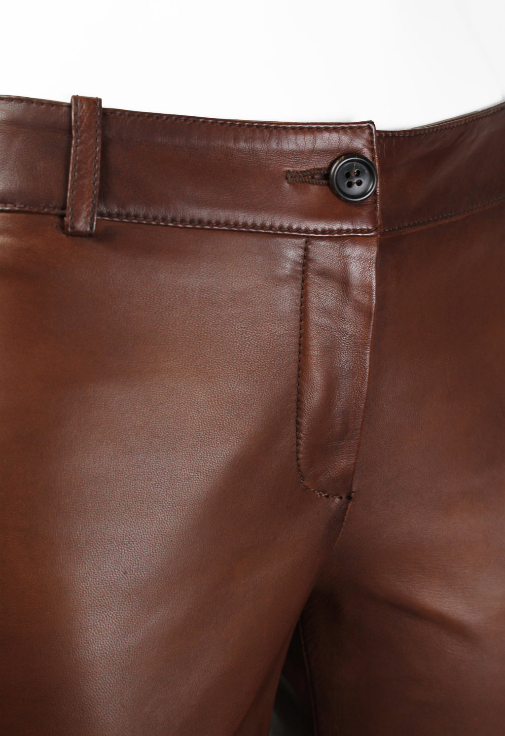 MIU MIU FW 2005 BROWN LEATHER TROUSERS