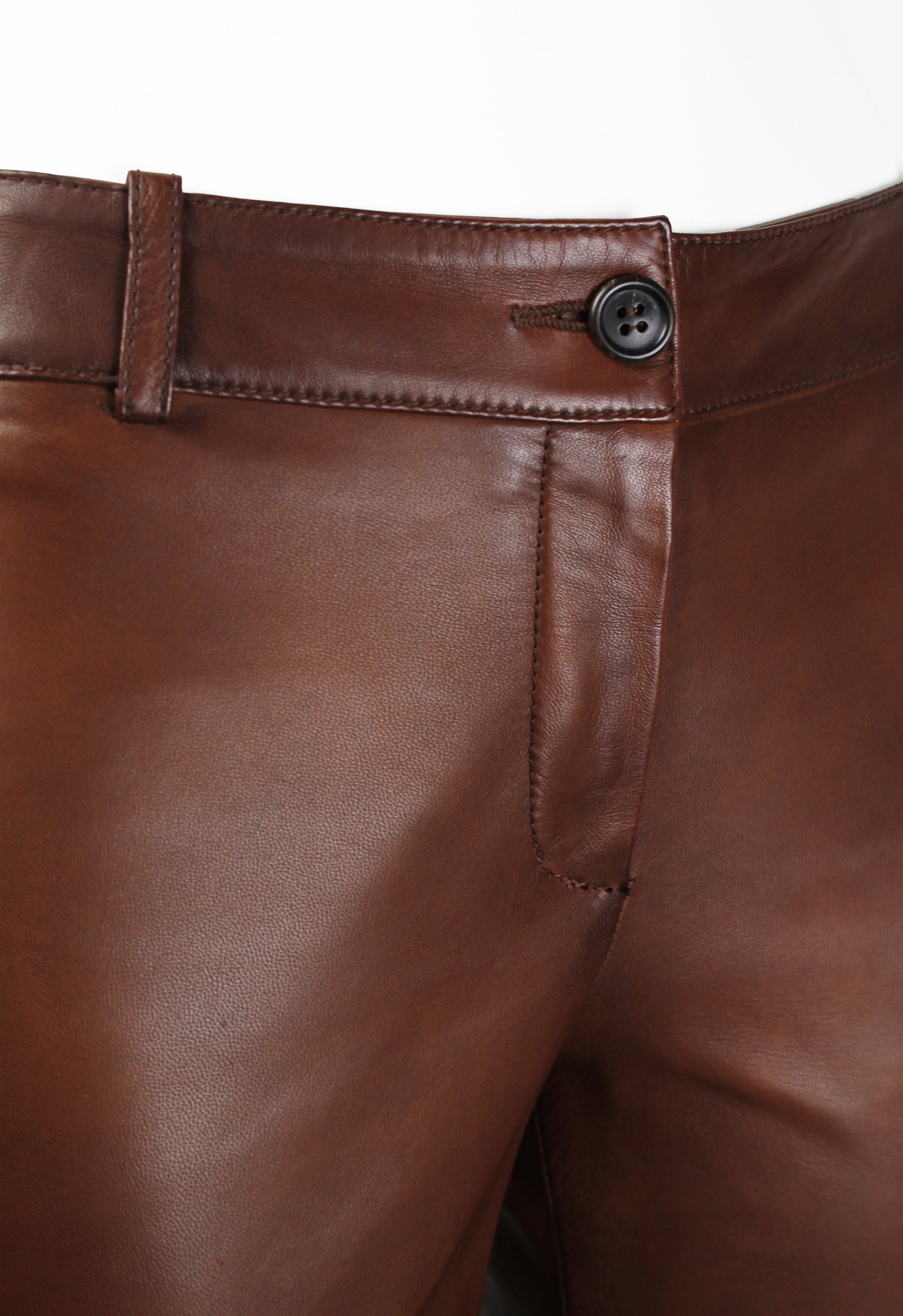 MIU MIU FW 2005 BROWN LEATHER TROUSERS