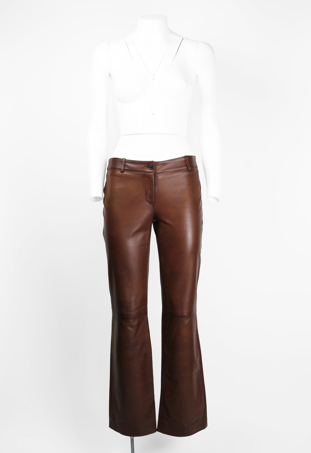 MIU MIU FW 2005 BROWN LEATHER TROUSERS