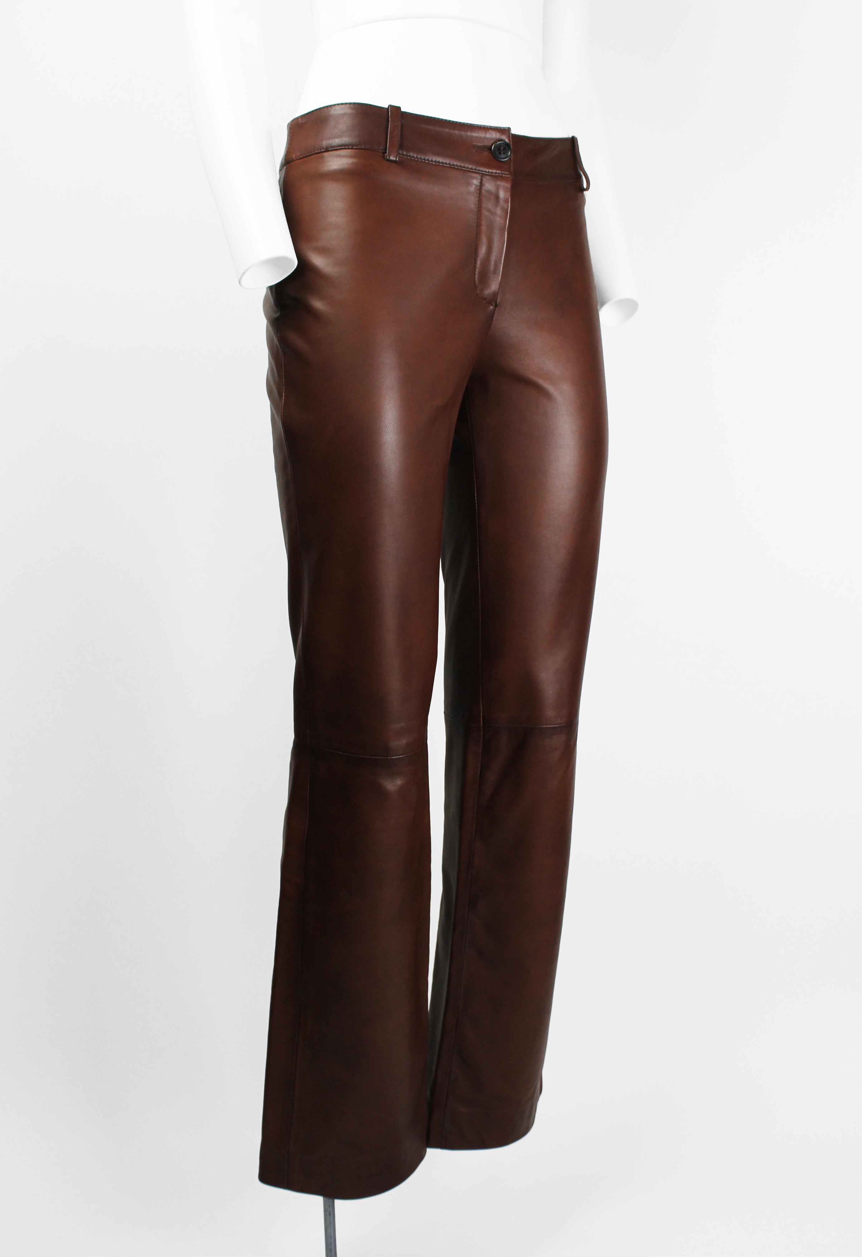 MIU MIU FW 2005 BROWN LEATHER TROUSERS