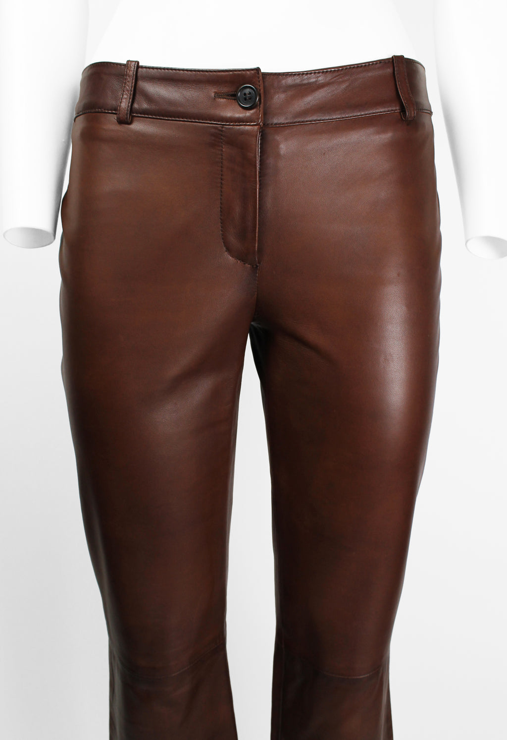 MIU MIU FW 2005 BROWN LEATHER TROUSERS