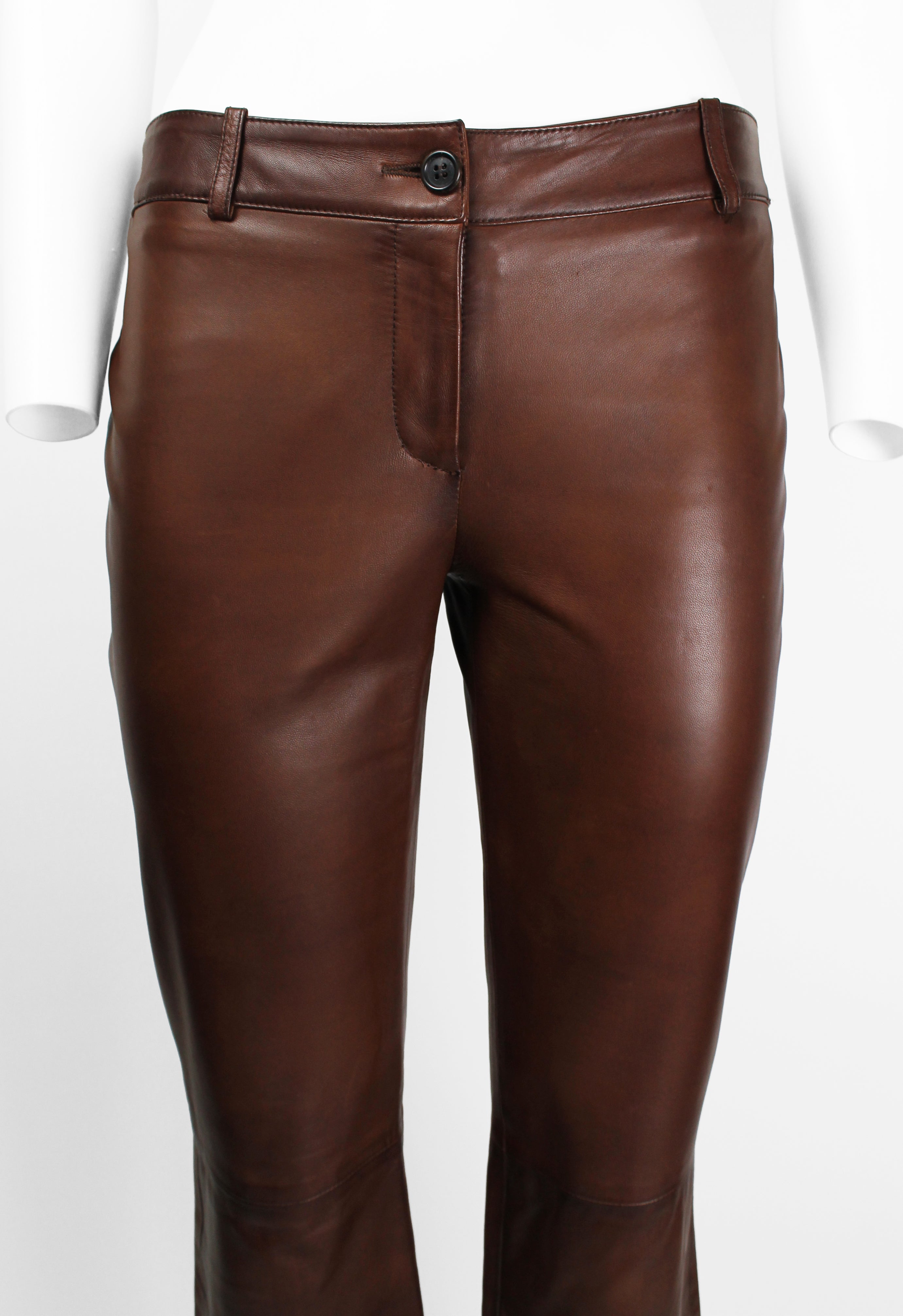 MIU MIU FW 2005 BROWN LEATHER TROUSERS