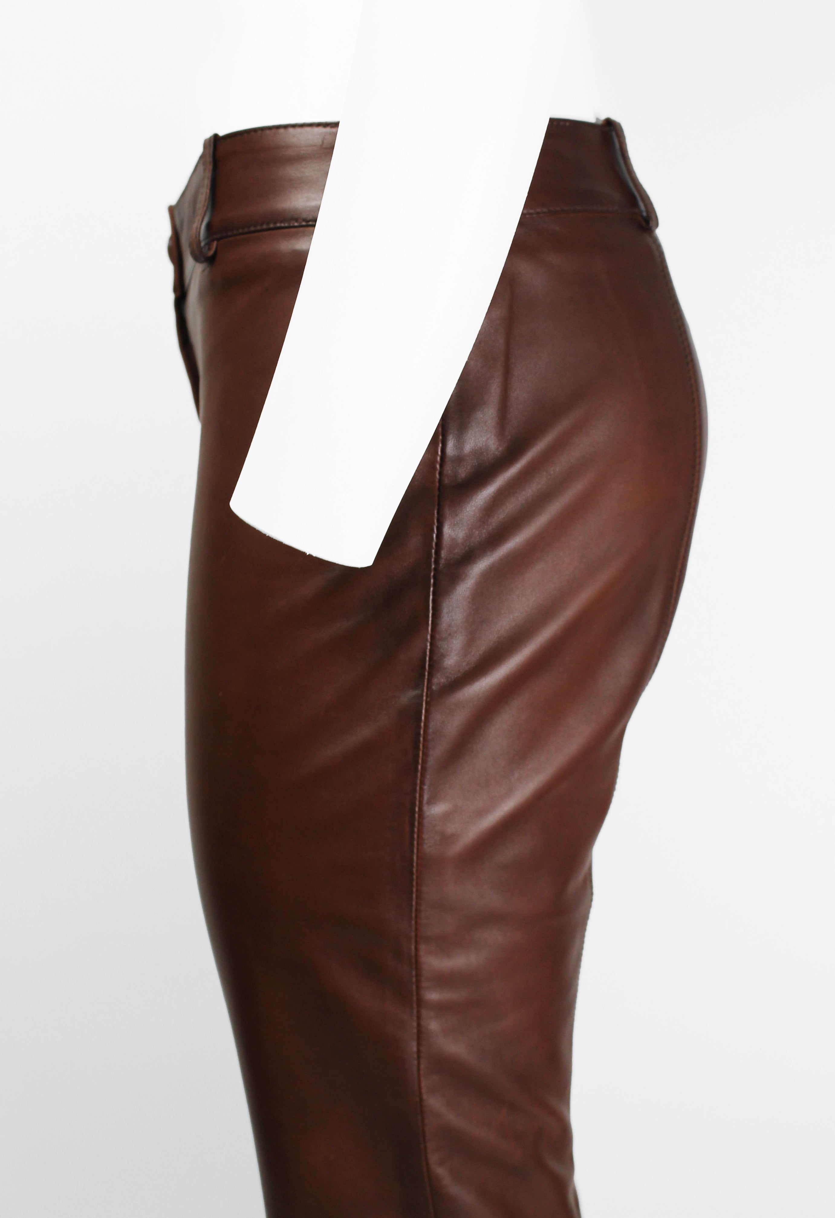 MIU MIU FW 2005 BROWN LEATHER TROUSERS