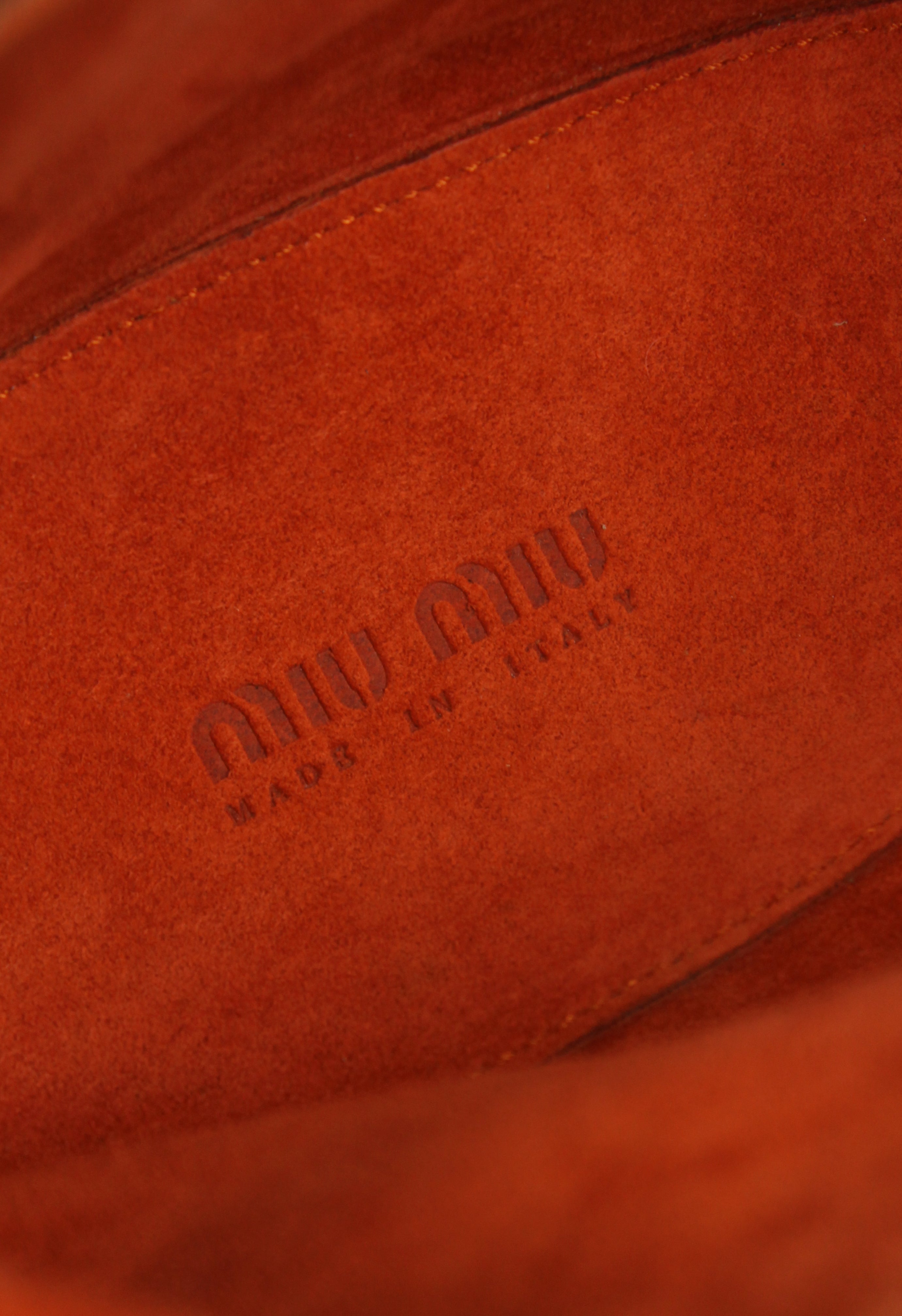 MIU MIU BROWN & ORANGE LEATHER KNOT BAG