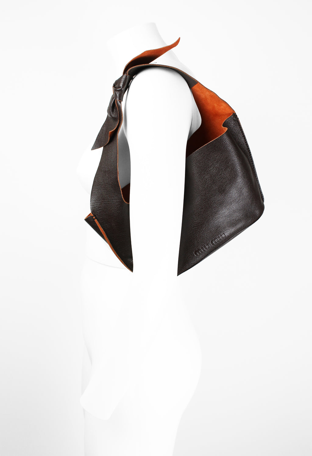 MIU MIU BROWN & ORANGE LEATHER KNOT BAG