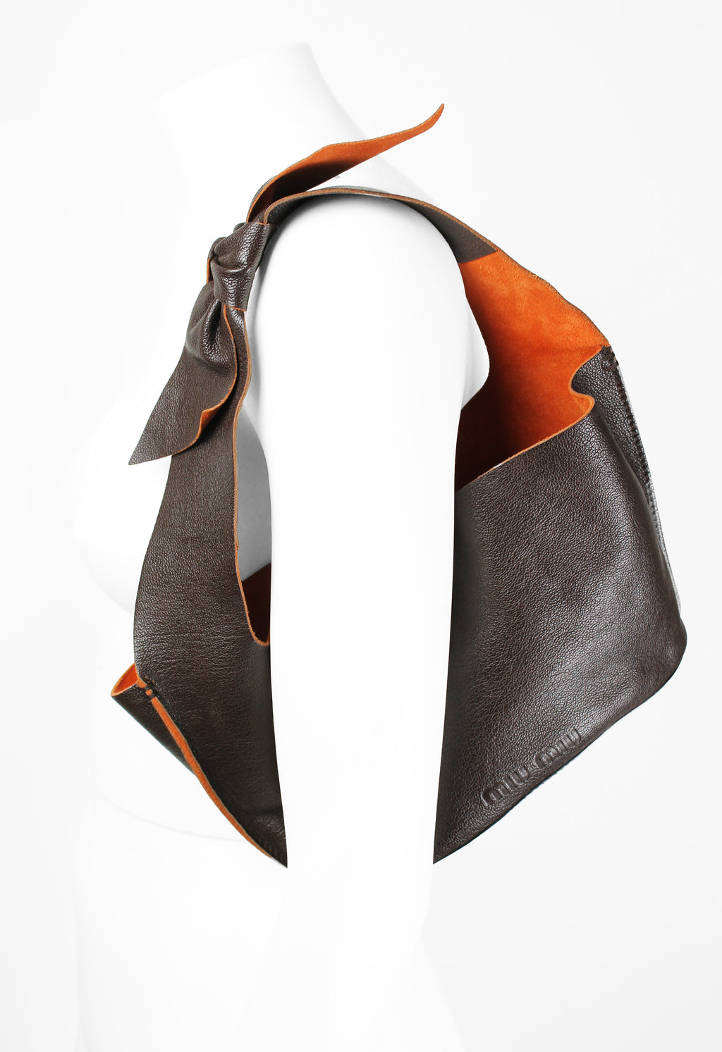 MIU MIU BROWN & ORANGE LEATHER KNOT BAG