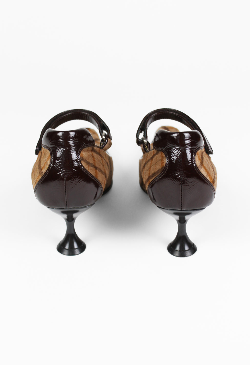 MIU MIU FW 1999 CALF HAIR CHECK HEELS