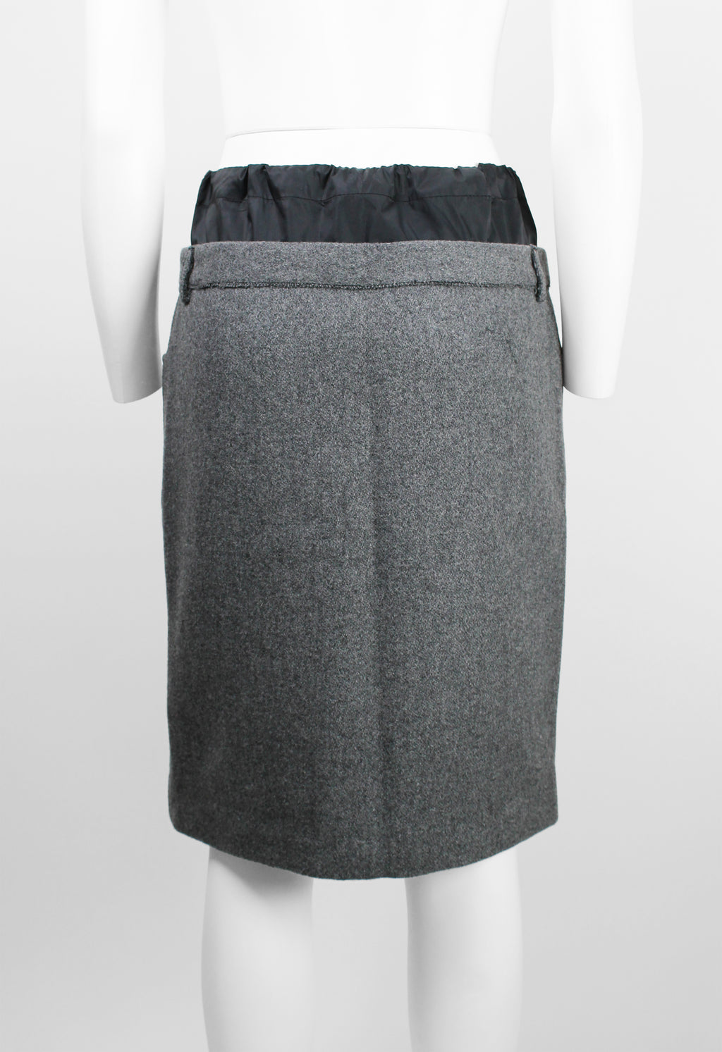 MIU MIU FW 2004 LAYERED NYLON AND WOOL SKIRT