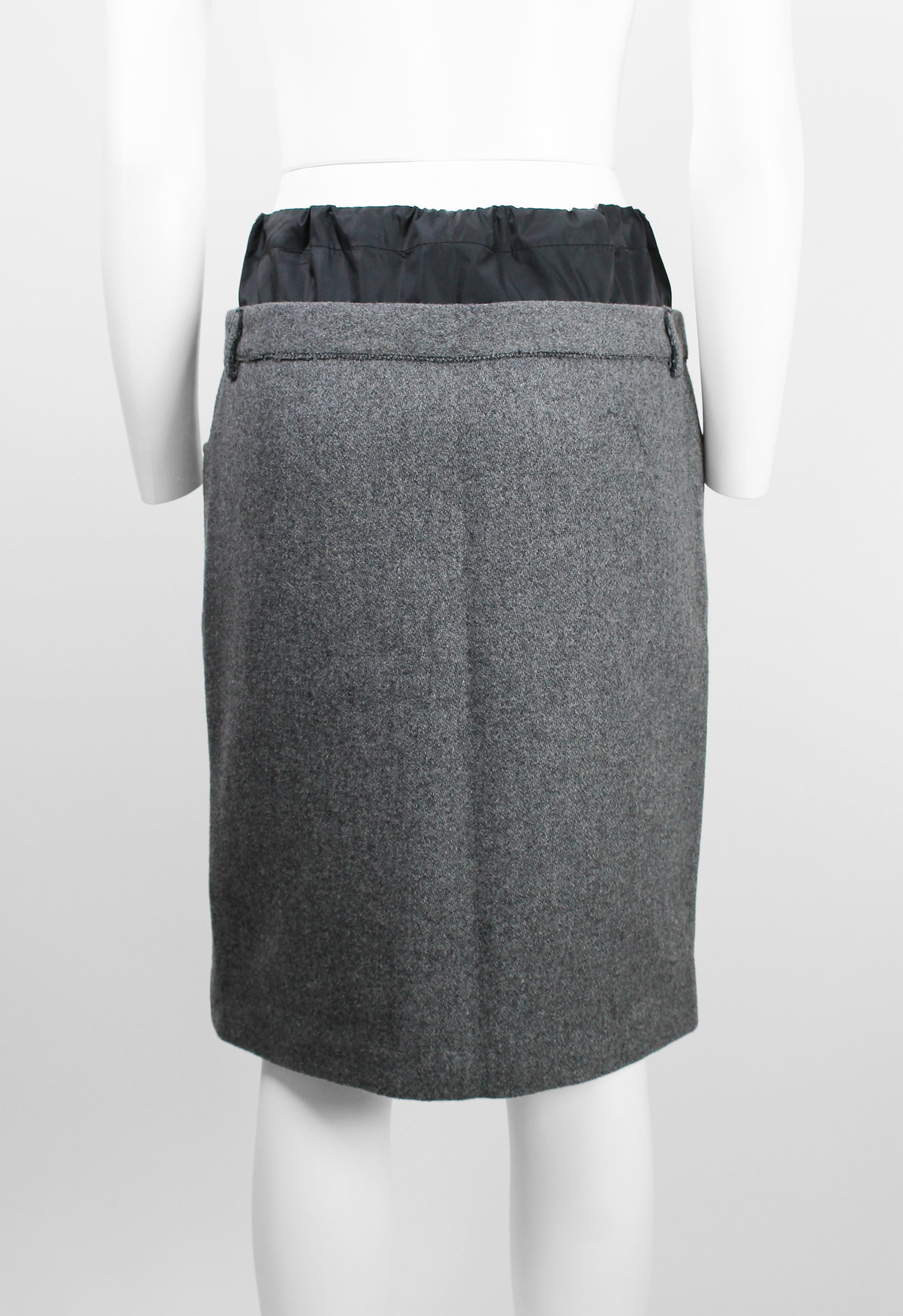 MIU MIU FW 2004 LAYERED NYLON AND WOOL SKIRT