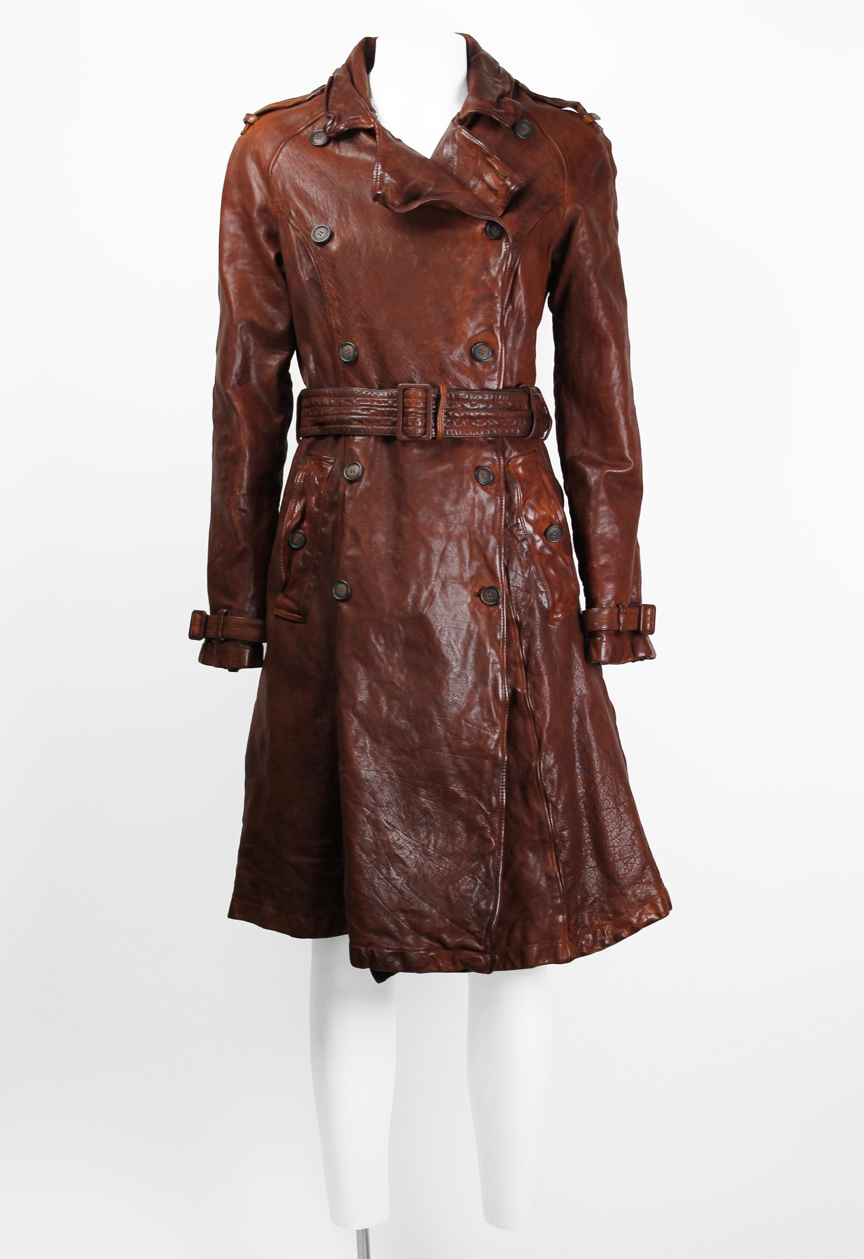 MIU MIU FW 2004 WRINKLED LEATHER COAT