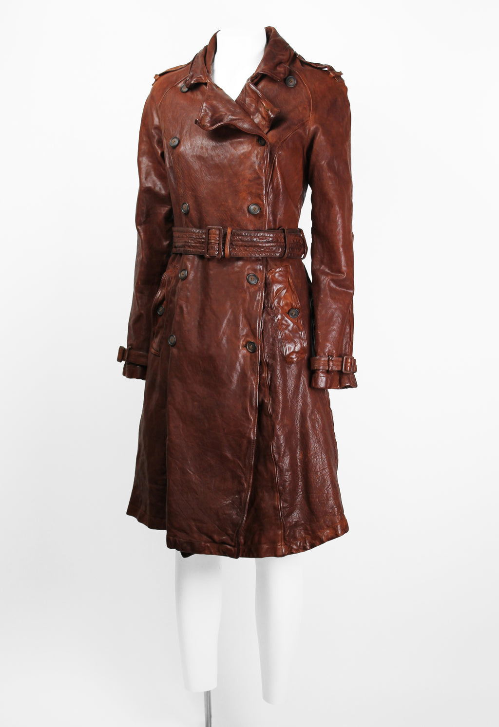 MIU MIU FW 2004 WRINKLED LEATHER COAT