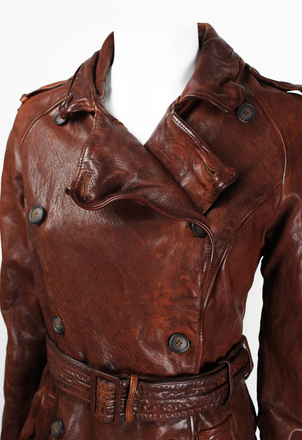 MIU MIU FW 2004 WRINKLED LEATHER COAT