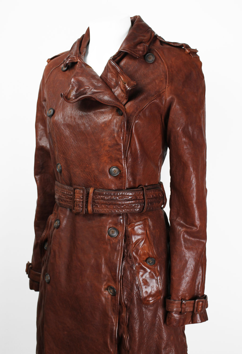 MIU MIU FW 2004 WRINKLED LEATHER COAT