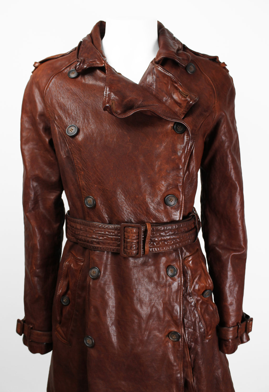 MIU MIU FW 2004 WRINKLED LEATHER COAT
