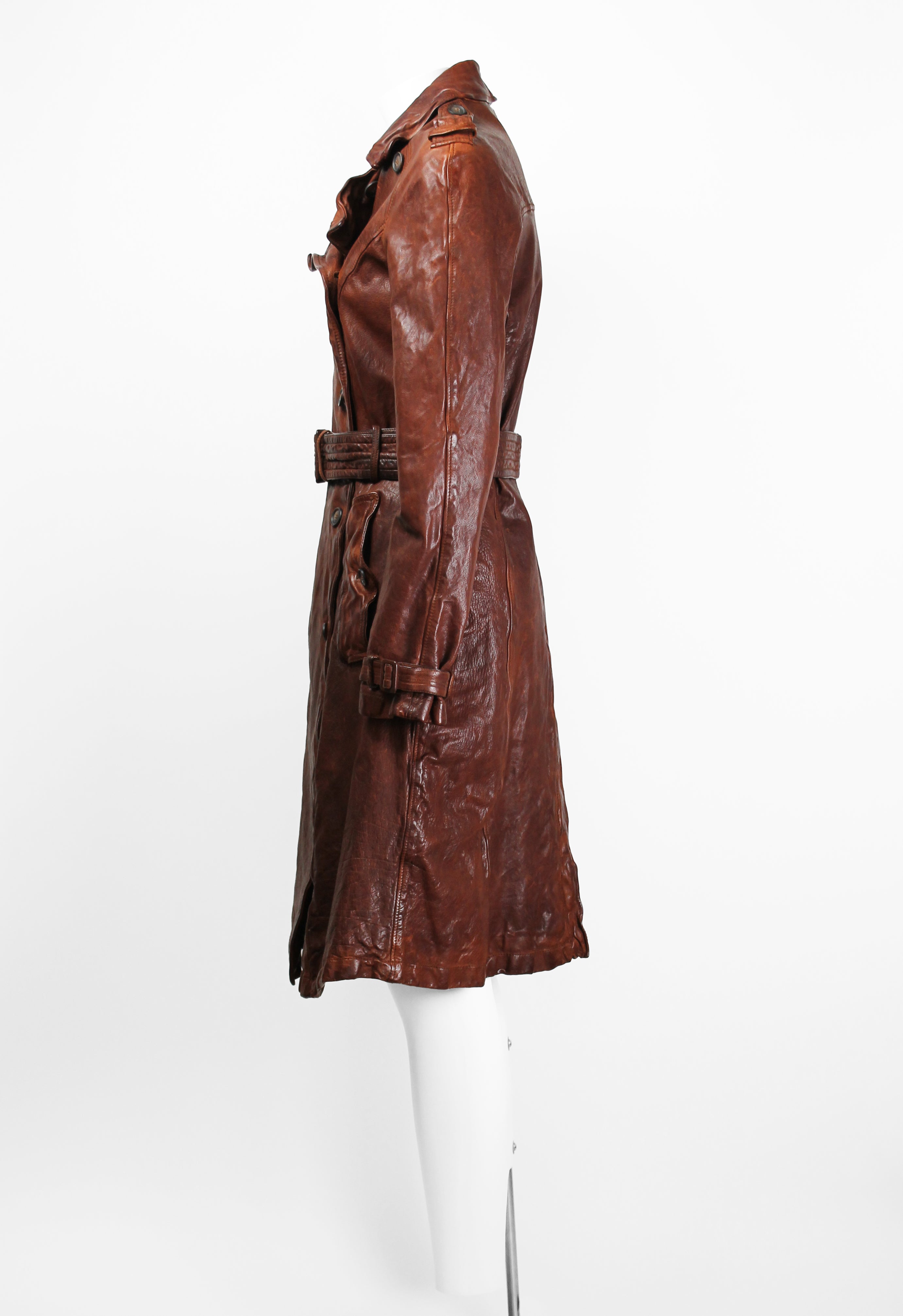 MIU MIU FW 2004 WRINKLED LEATHER COAT