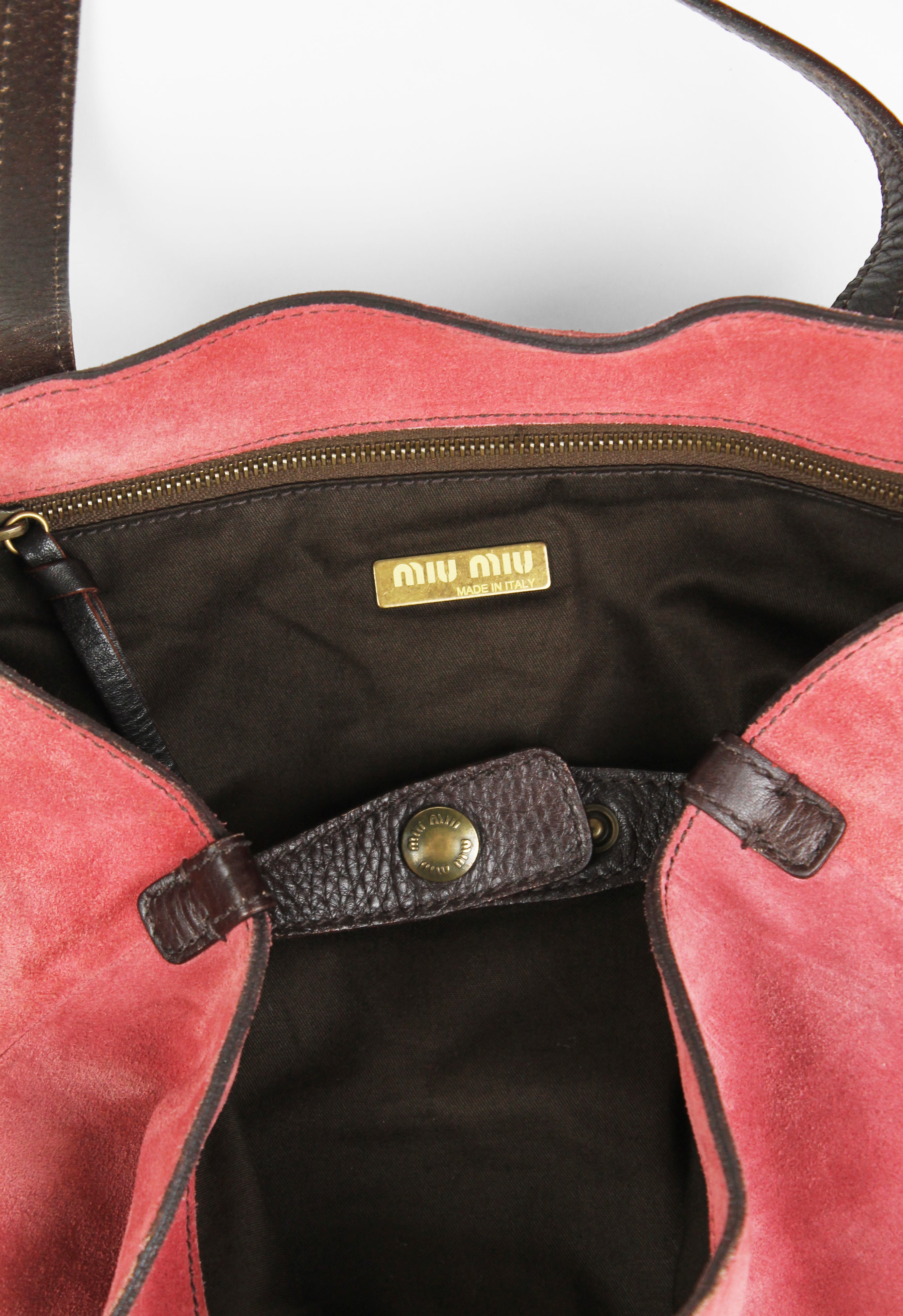 MIU MIU PINK SUEDE POUCH SHOULDER BAG
