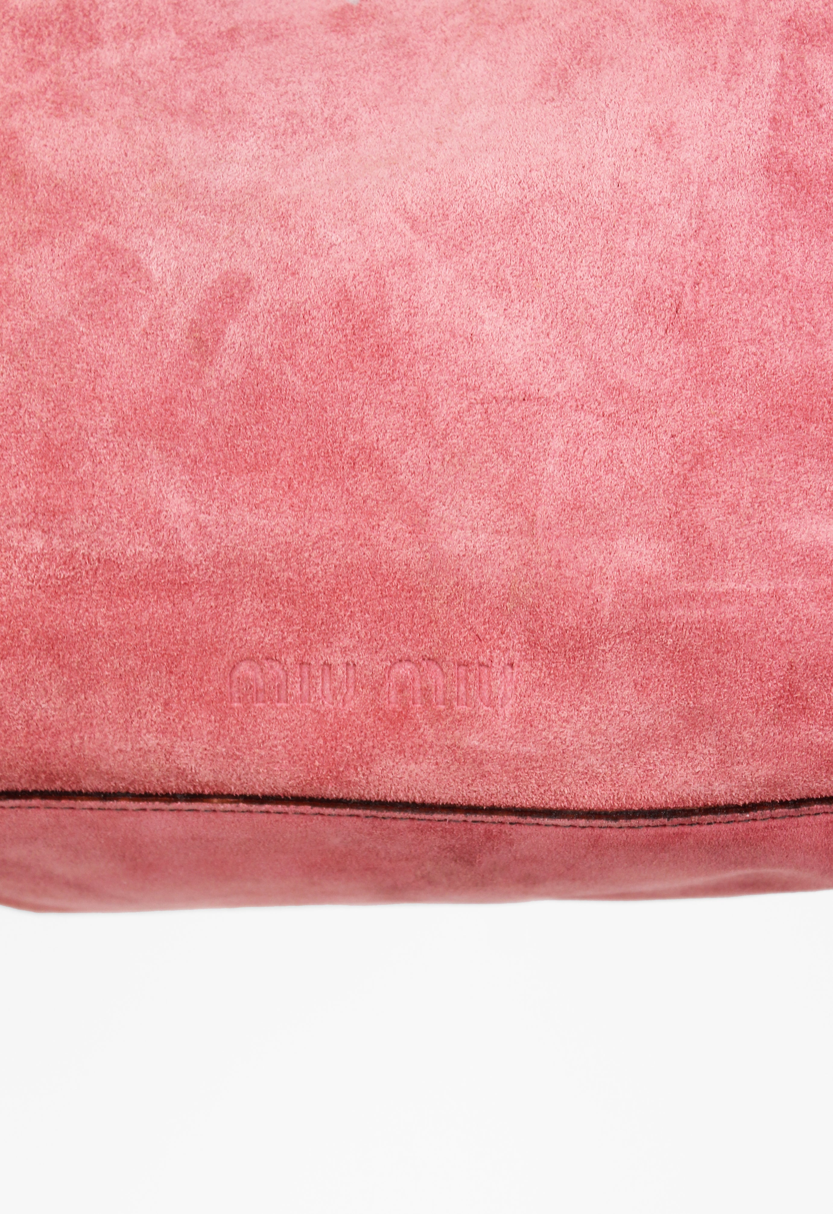 MIU MIU PINK SUEDE POUCH SHOULDER BAG