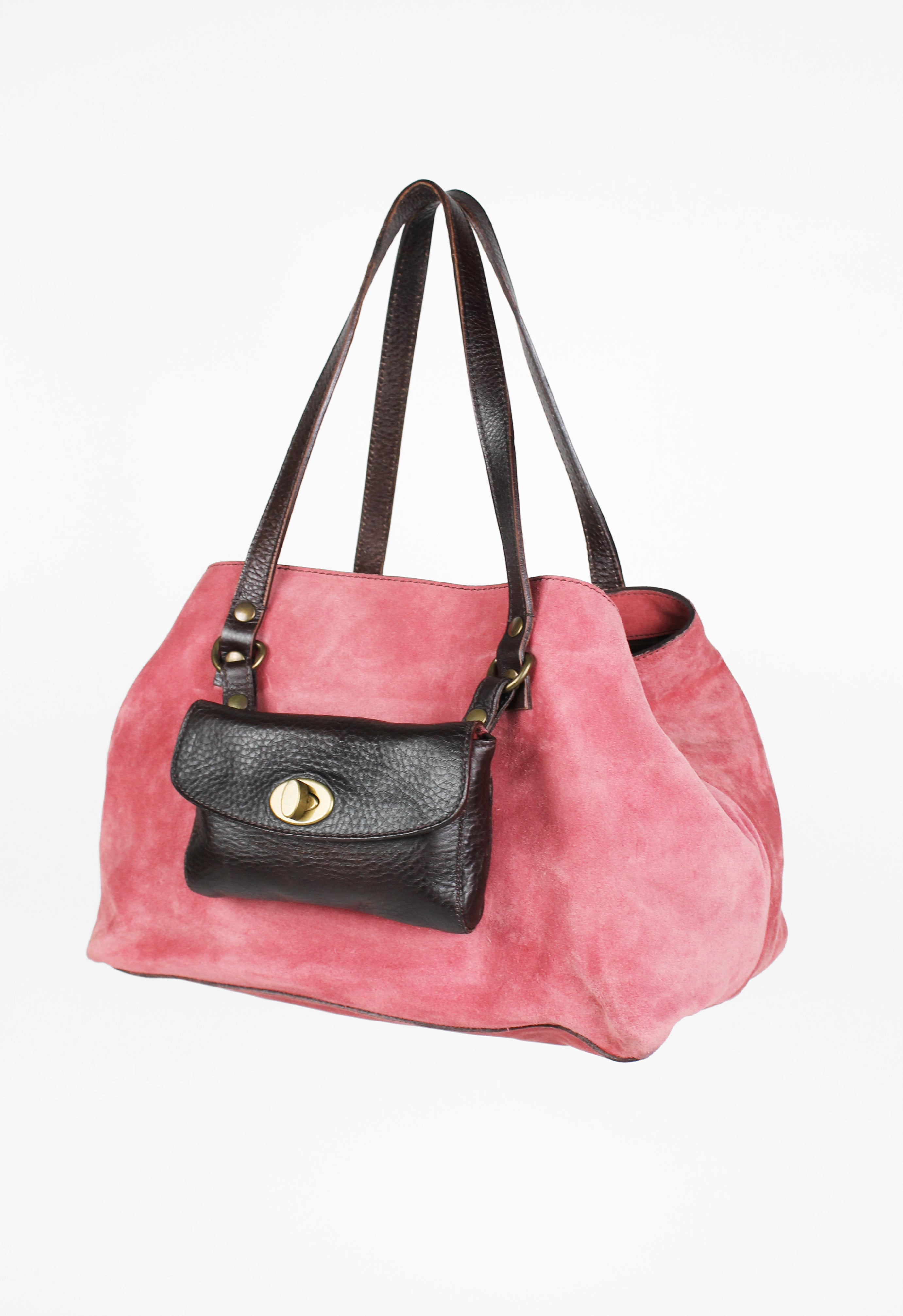 MIU MIU PINK SUEDE POUCH SHOULDER BAG