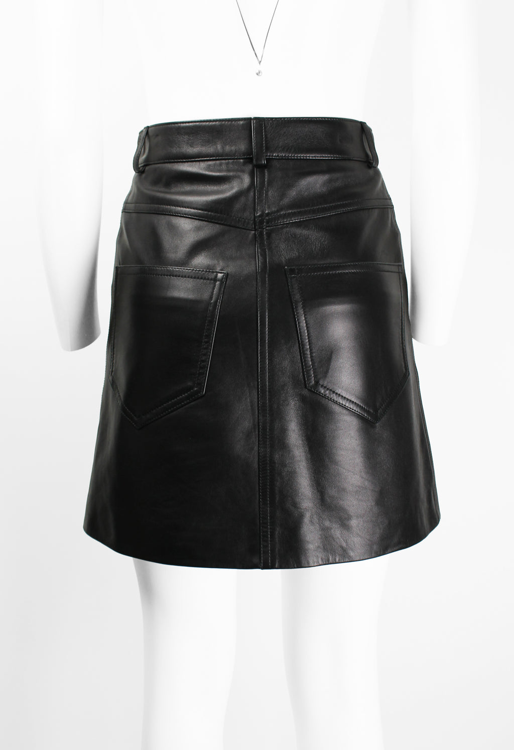 MIU MIU SS 2016 BLACK LEATHER MINI SKIRT
