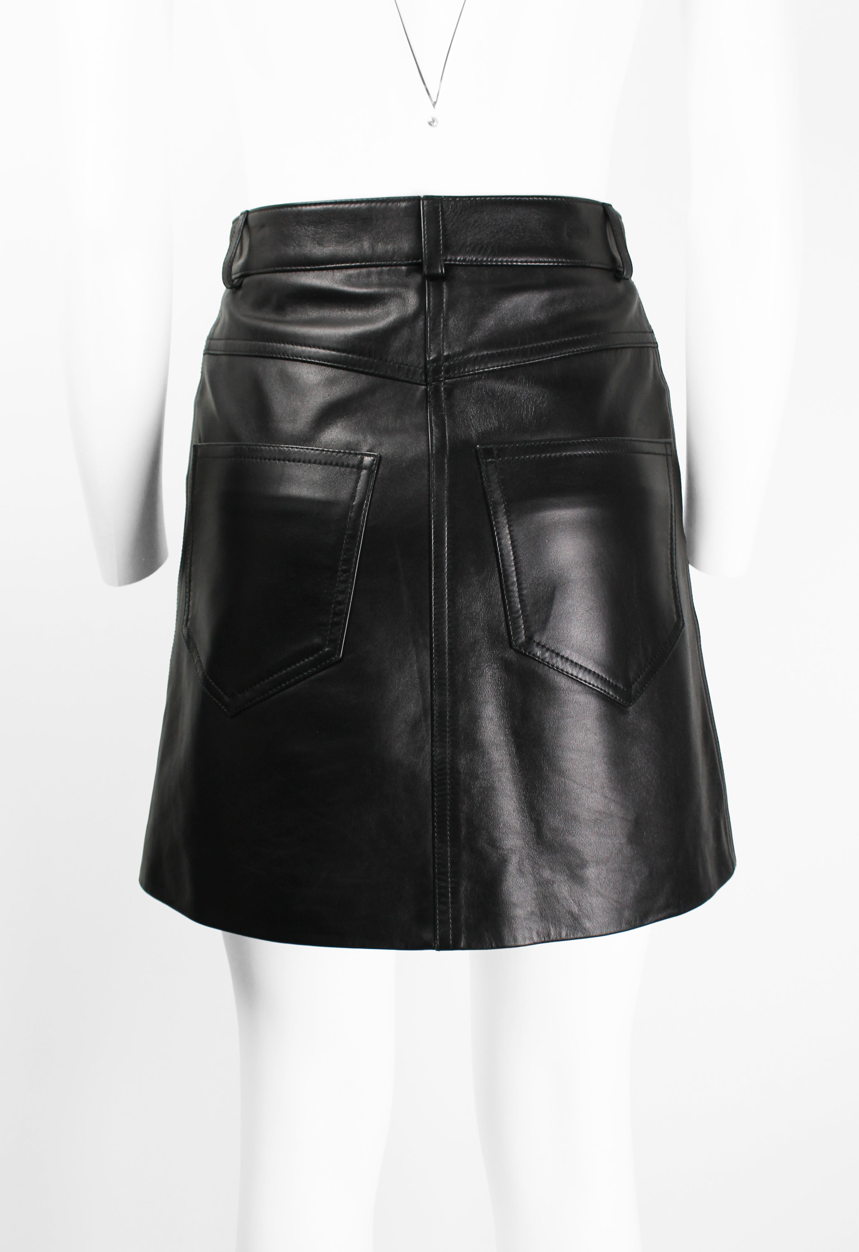 MIU MIU SS 2016 BLACK LEATHER MINI SKIRT