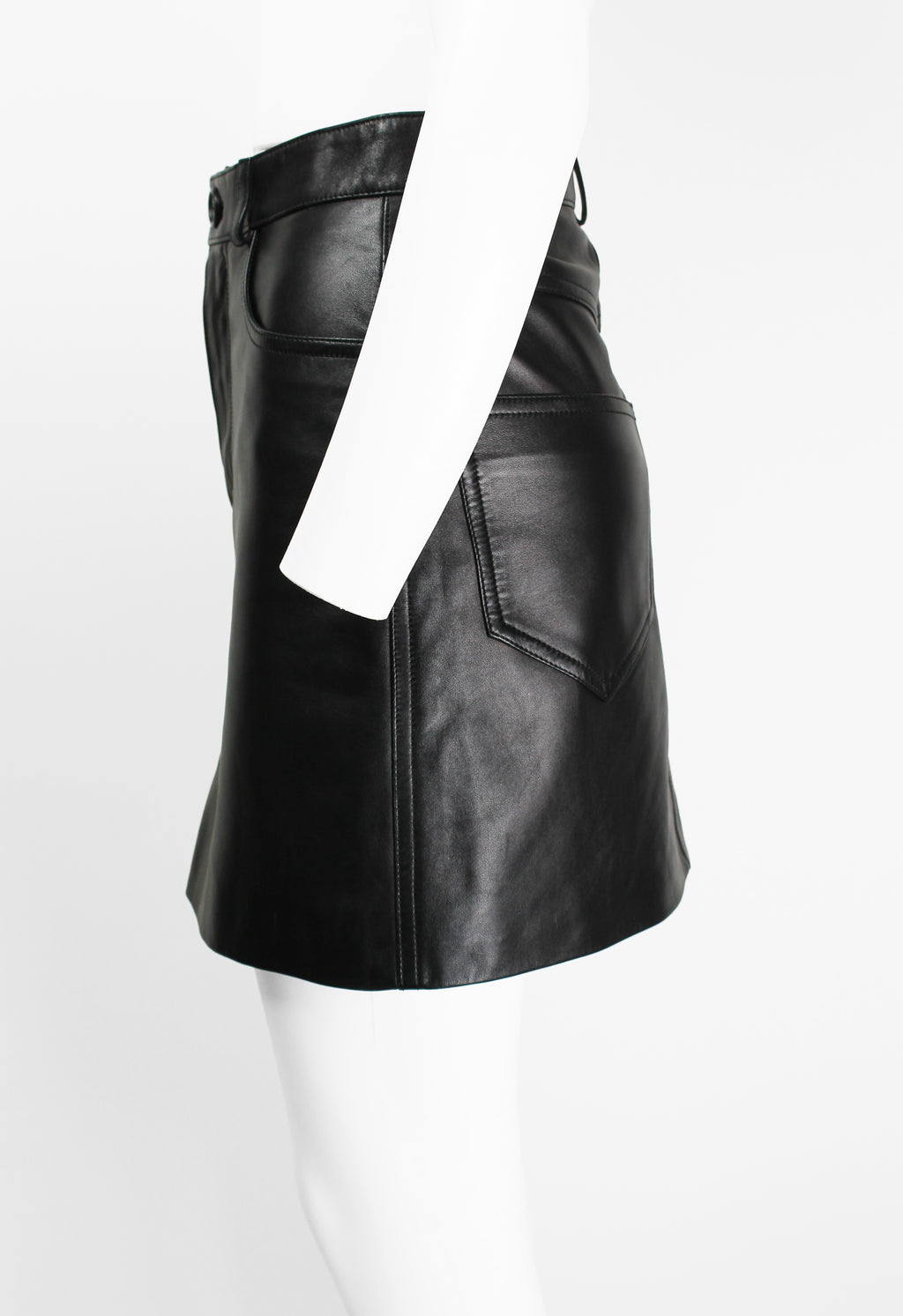 MIU MIU SS 2016 BLACK LEATHER MINI SKIRT