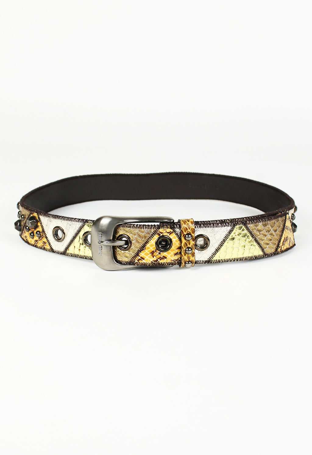 MIU MIU 2000'S STUDDED METALLIC SNAKESKIN BELT
