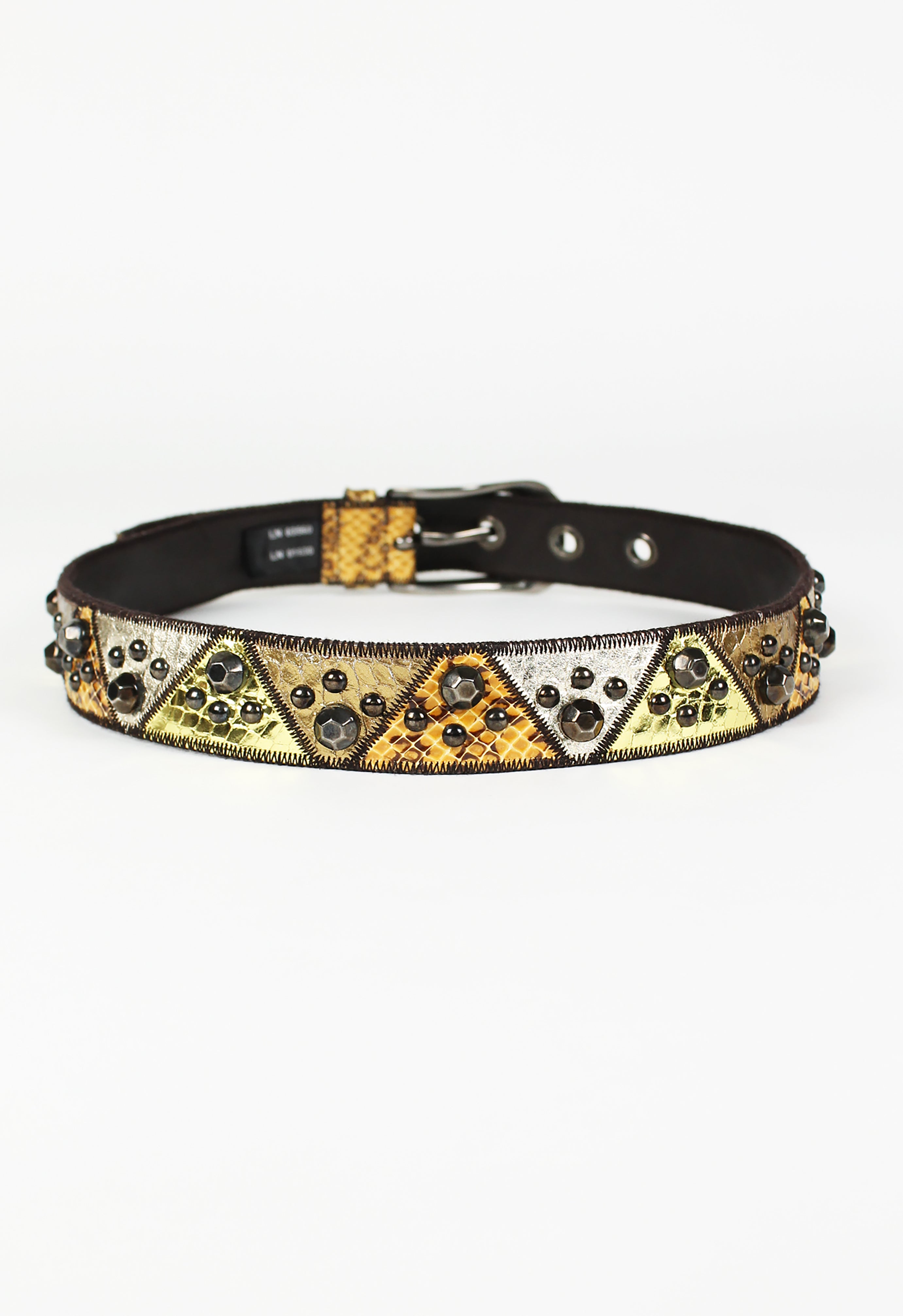 MIU MIU 2000'S STUDDED METALLIC SNAKESKIN BELT