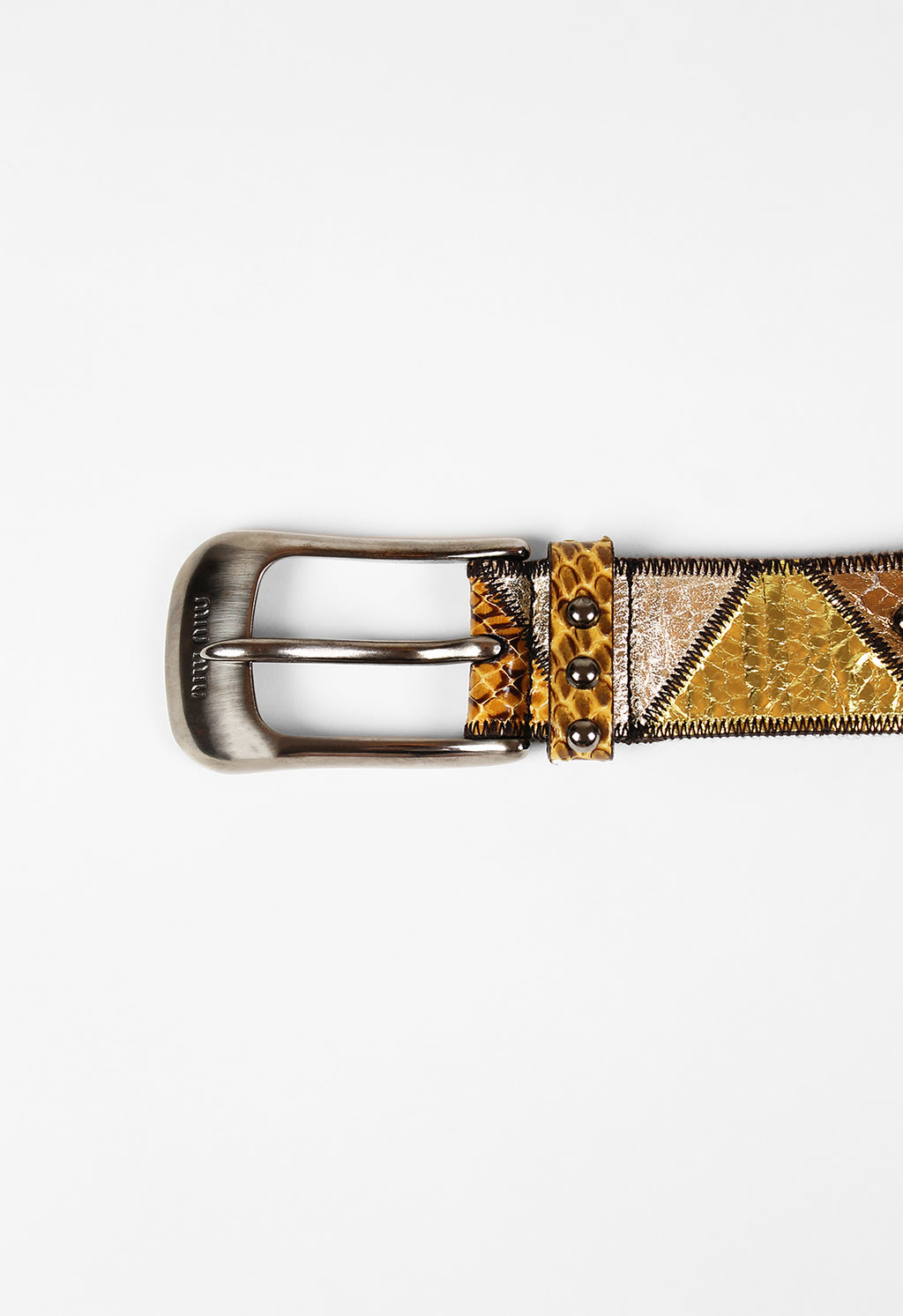 MIU MIU 2000'S STUDDED METALLIC SNAKESKIN BELT