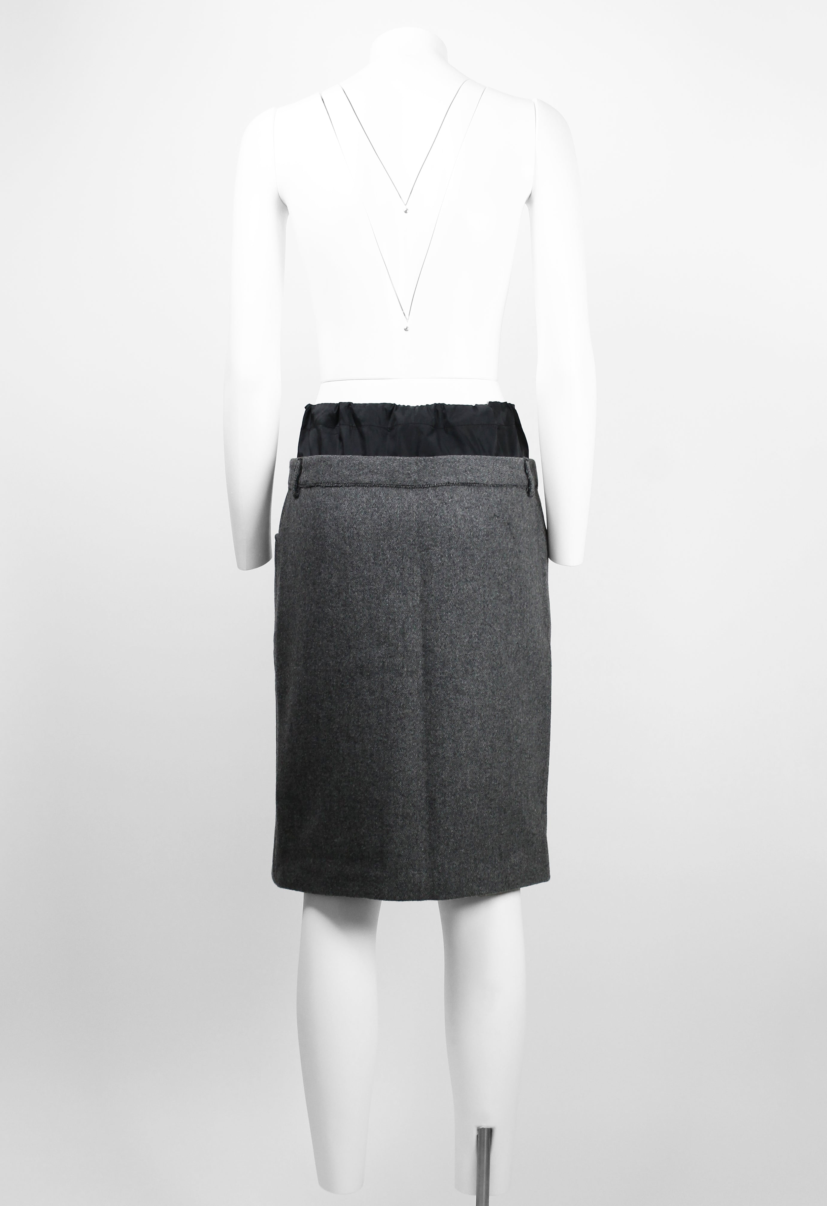 MIU MIU FW 2004 LAYERED NYLON AND WOOL SKIRT