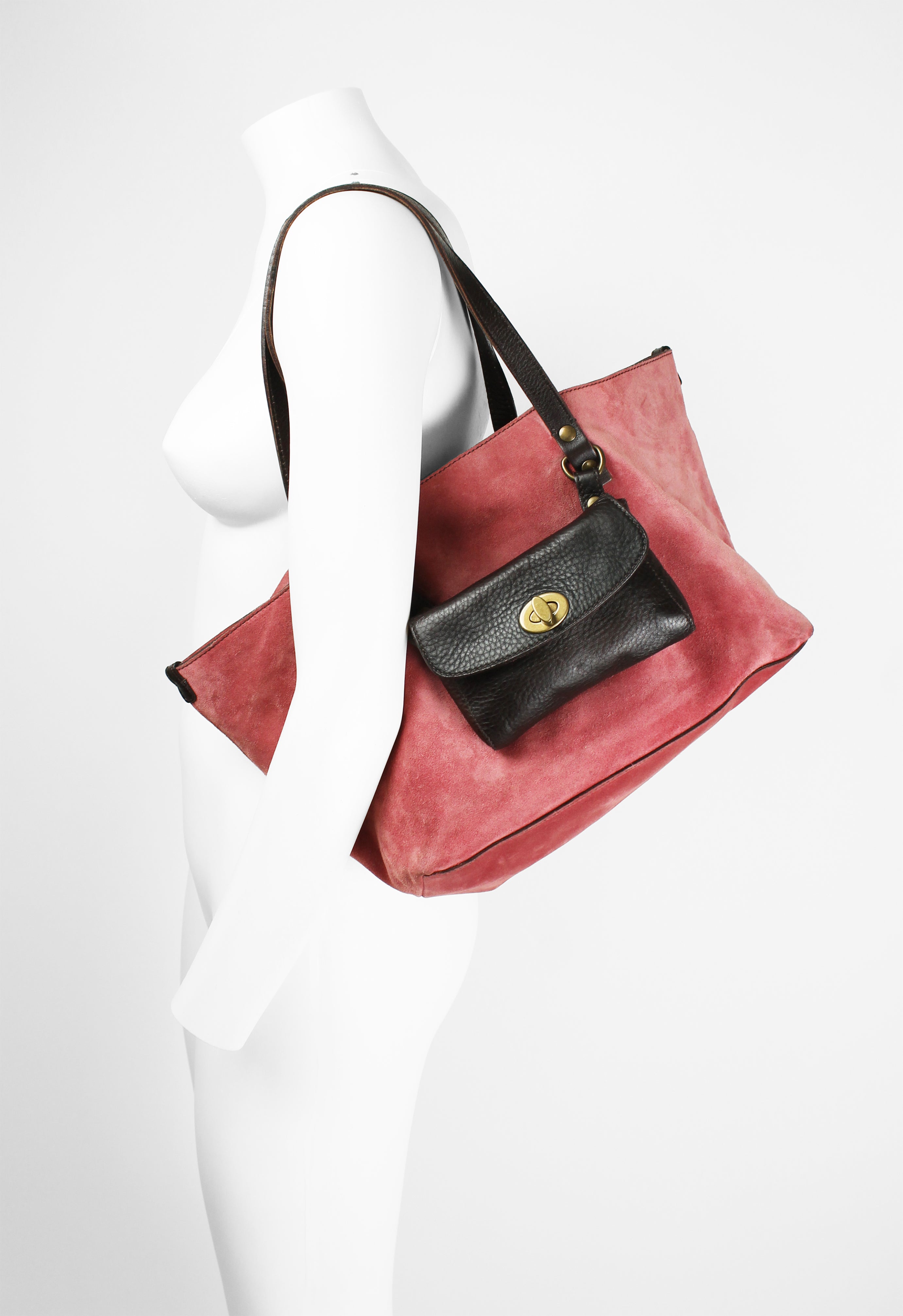 MIU MIU PINK SUEDE POUCH SHOULDER BAG
