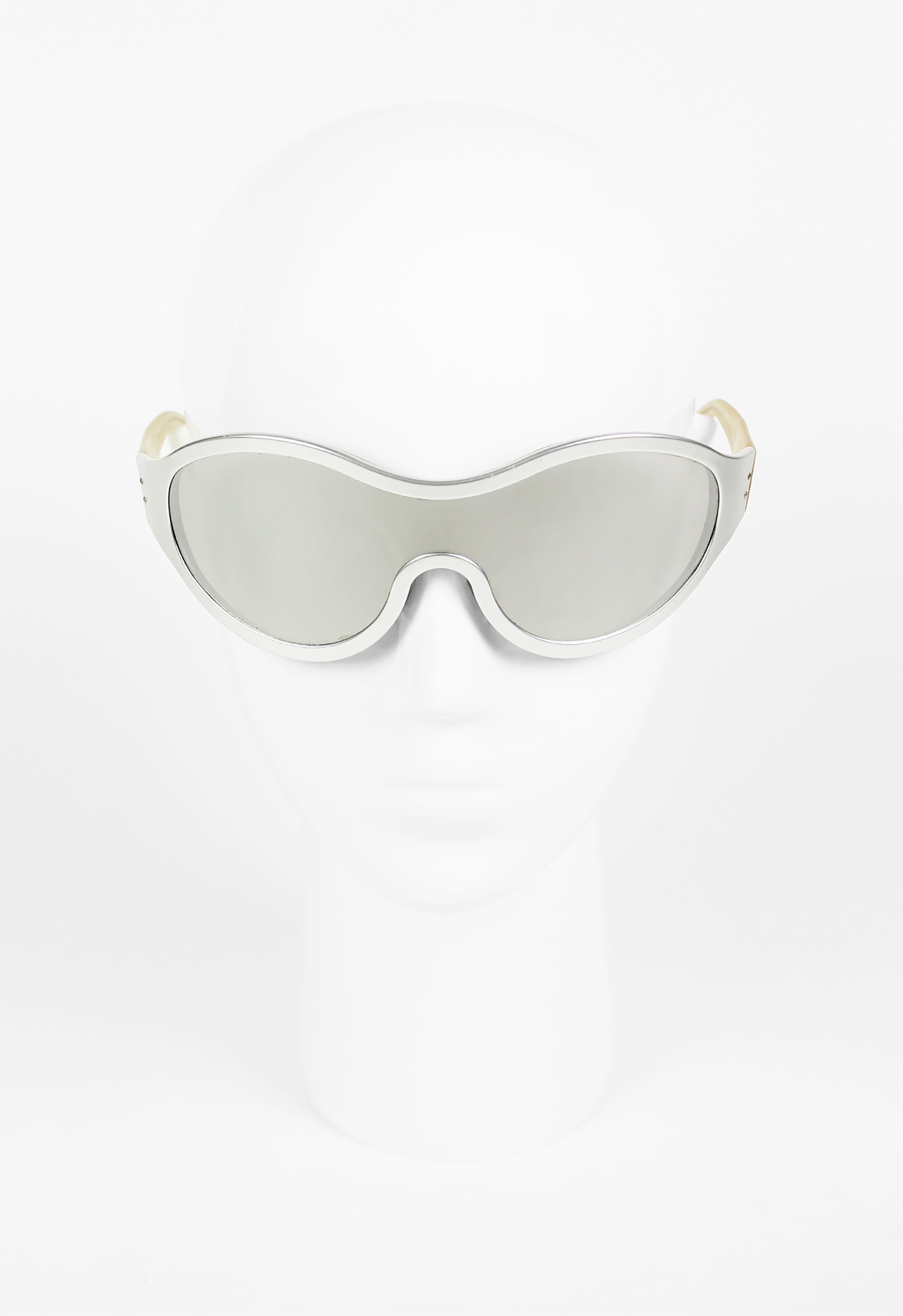 OPTICAL AFFAIRS X CHRISTIAN ROTH 1994 SILVER ALUMINIUM MASK SUNGLASSES