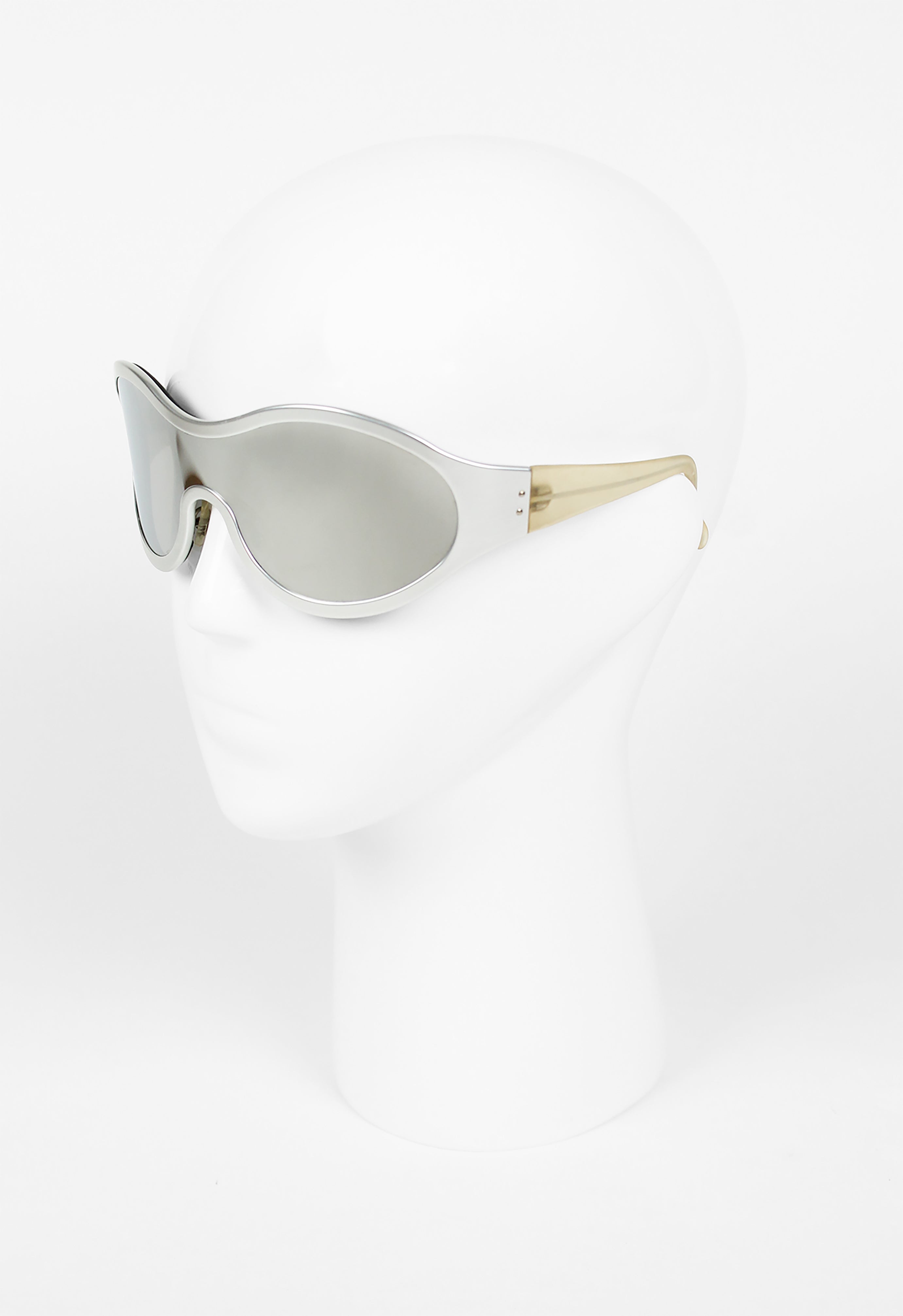 OPTICAL AFFAIRS X CHRISTIAN ROTH 1994 SILVER ALUMINIUM MASK SUNGLASSES