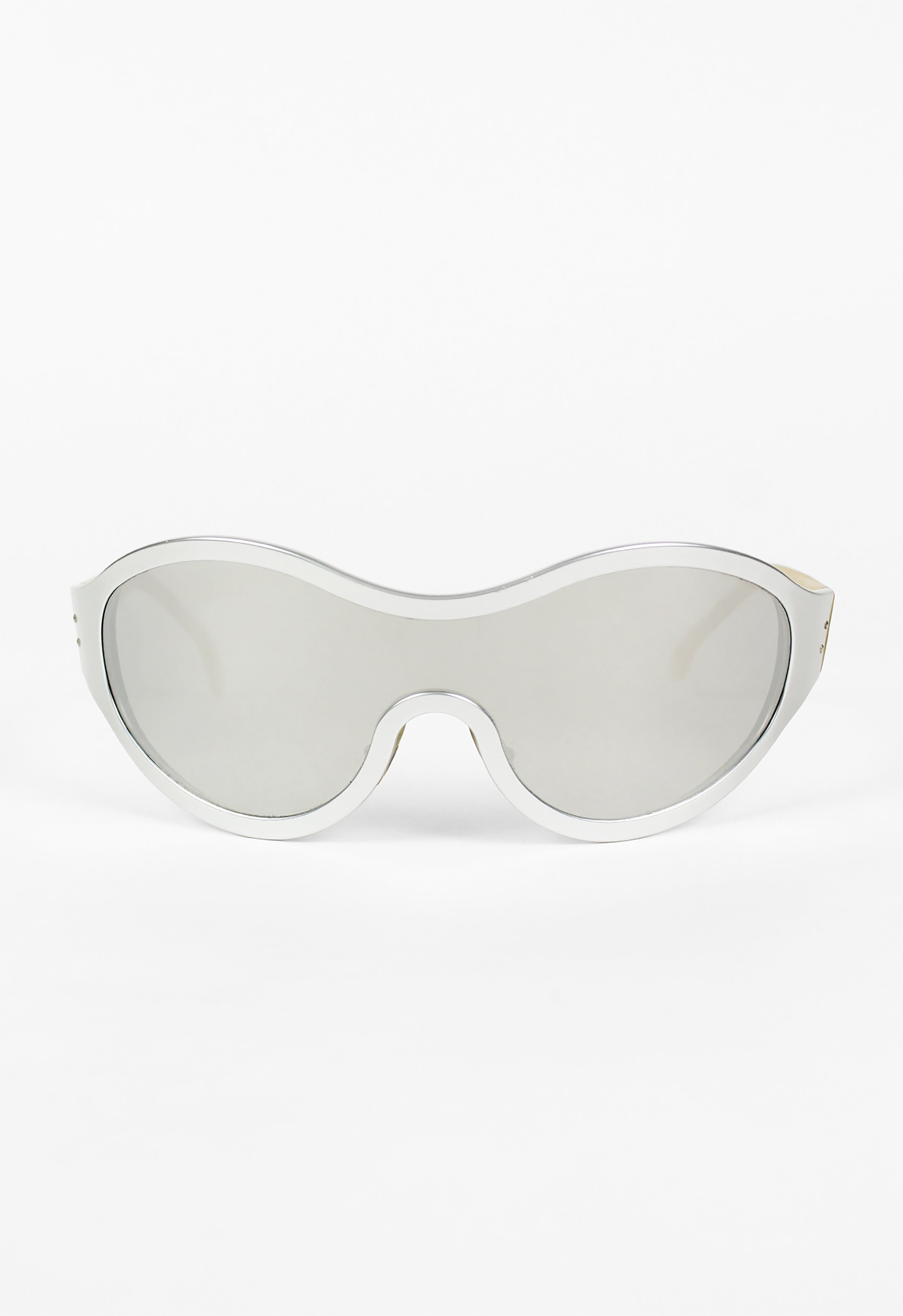 OPTICAL AFFAIRS X CHRISTIAN ROTH 1994 SILVER ALUMINIUM MASK SUNGLASSES