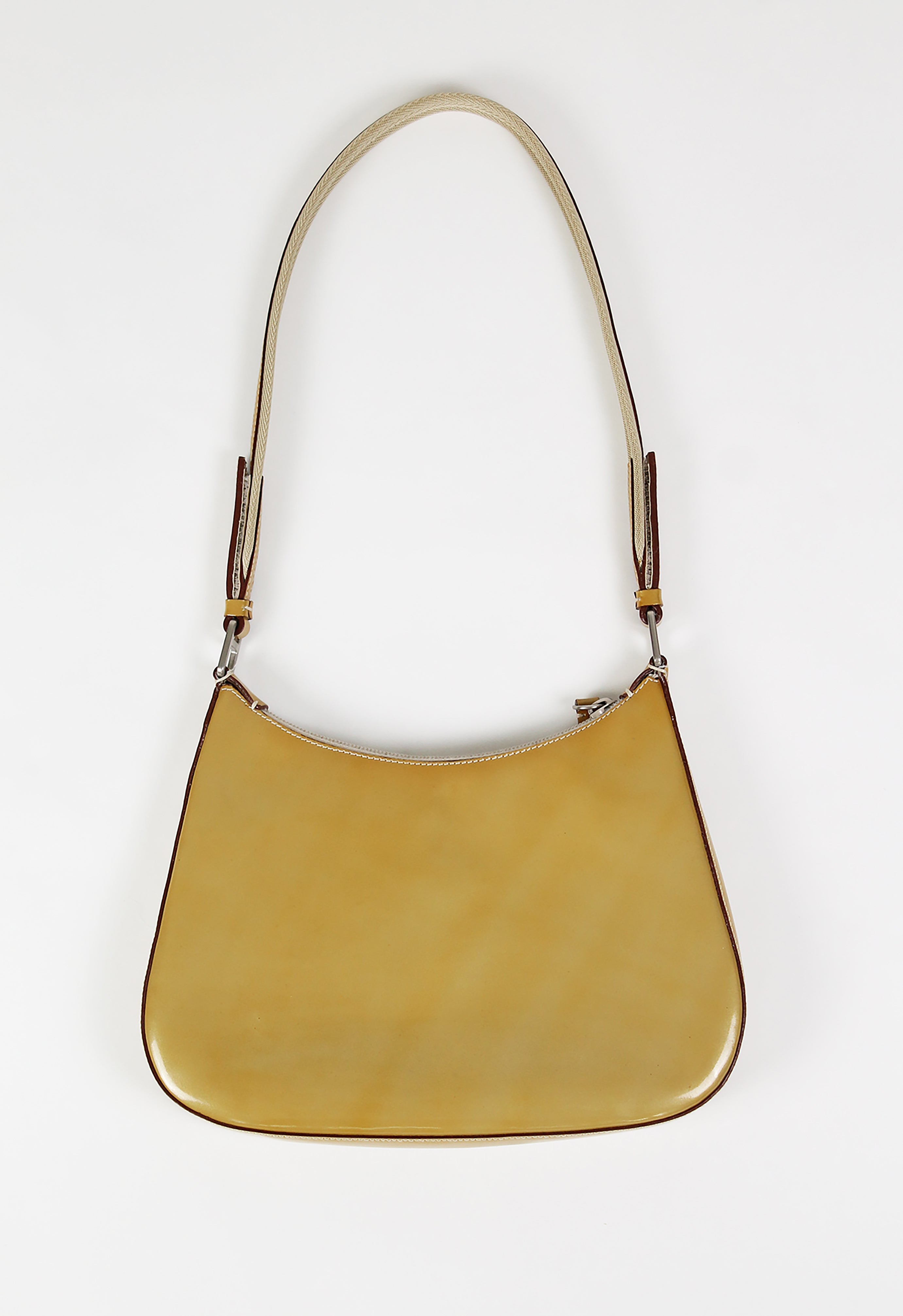 PRADA FW 1999 PATENT GOLD MULTI POCKET SHOULDER BAG