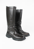 PRADA TALL BROWN LUG SOLE BOOTS