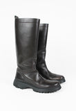 PRADA TALL BROWN LUG SOLE BOOTS