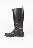 PRADA TALL BROWN LUG SOLE BOOTS