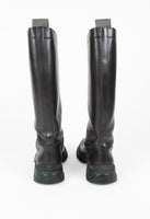 PRADA TALL BROWN LUG SOLE BOOTS